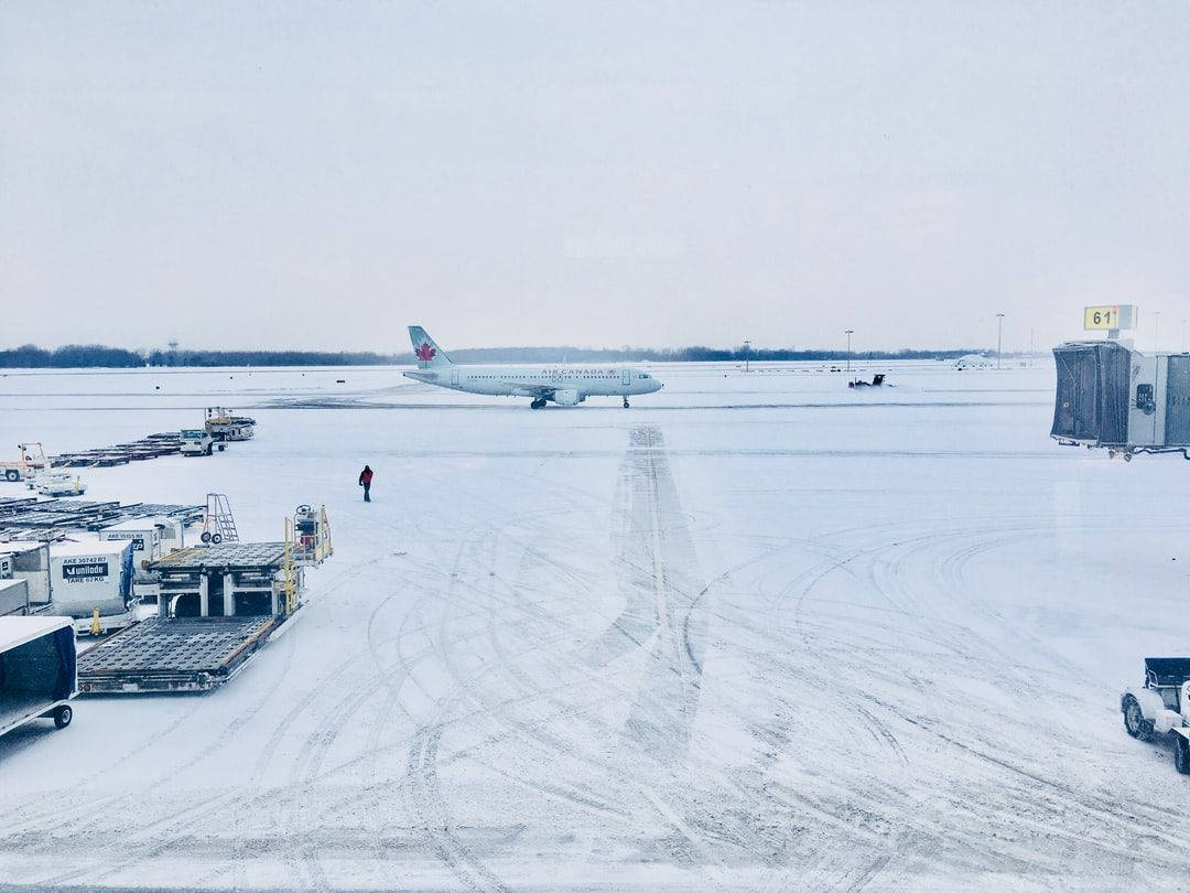 Air Canada, plane, snowy airport tarmac, SD Desktop Wallpaper