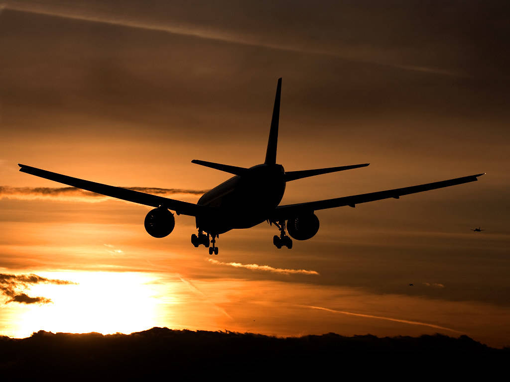 Air India, aircraft, scenic sunset, SD Desktop Wallpaper