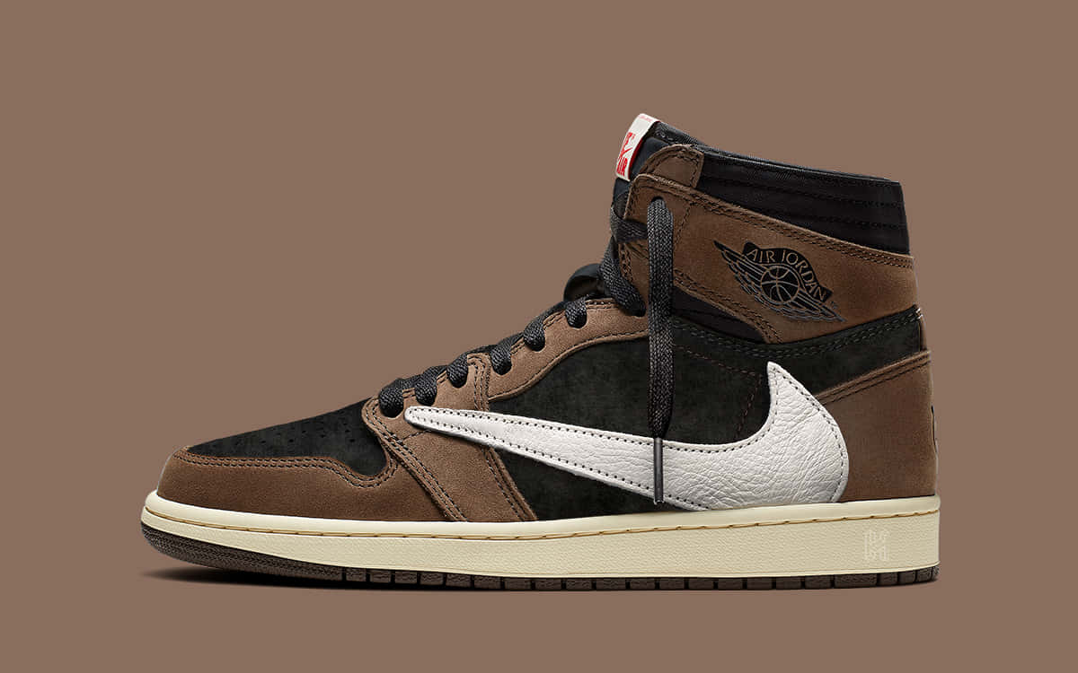 Air Jordan 1, brown black and white, suede leather, SD Desktop Wallpaper