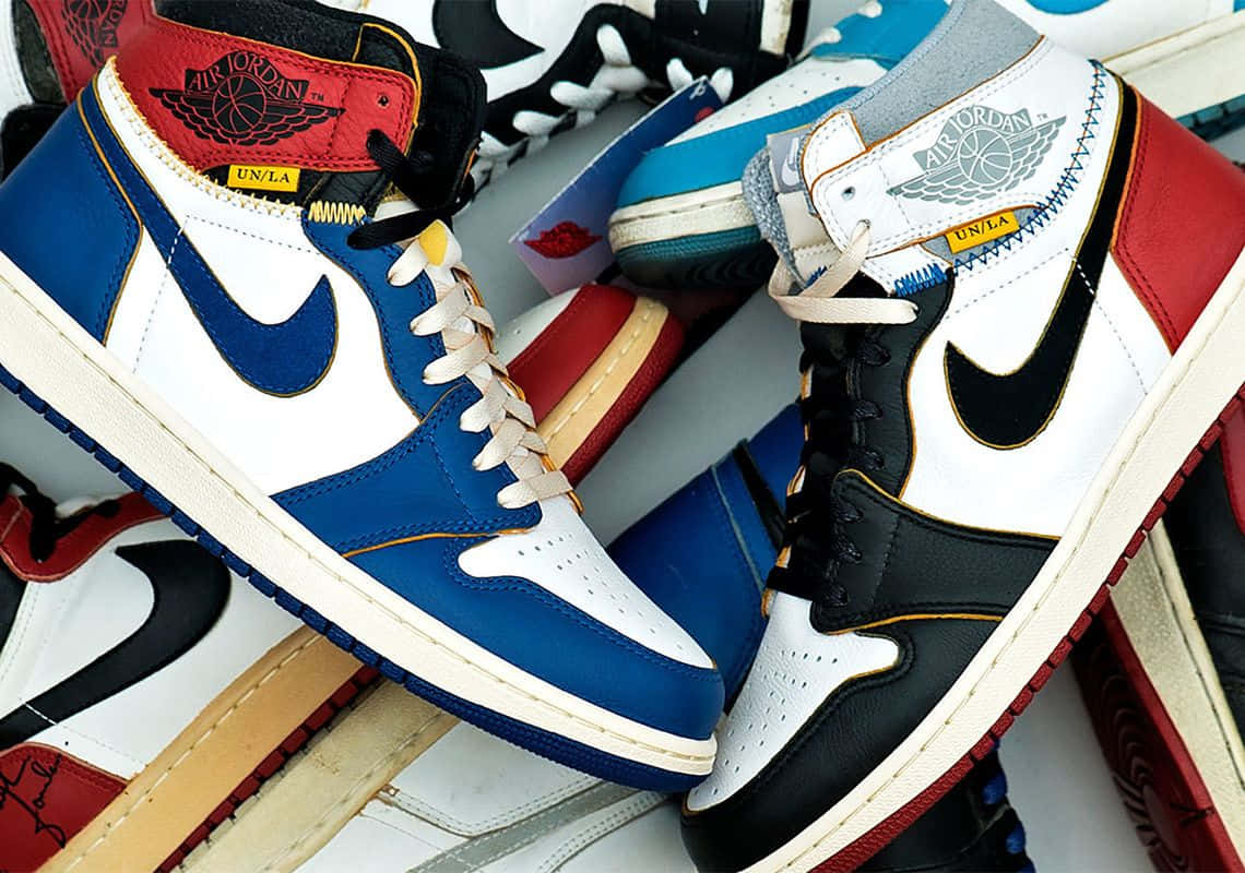 Air Jordan 1, blue, white, SD Desktop Wallpaper
