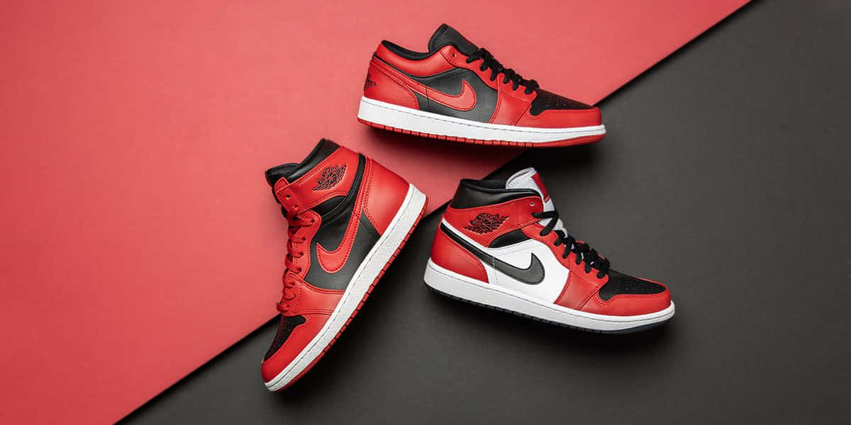 Air Jordan 1, red, black, SD Desktop Wallpaper