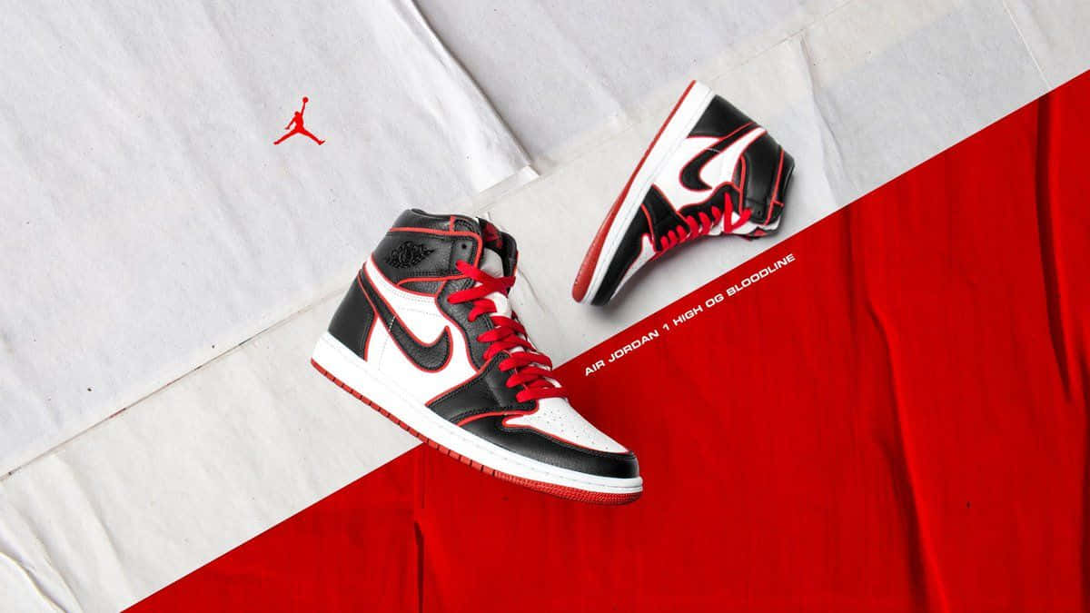 Air Jordan 1, black white and red, high tops, SD Desktop Wallpaper