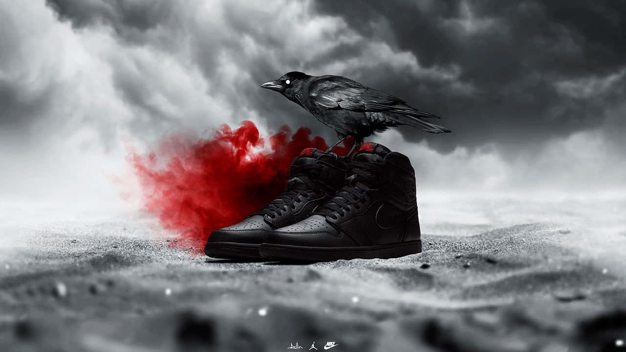 Air Jordan 1, black sneakers, black crow, HD Desktop Wallpaper