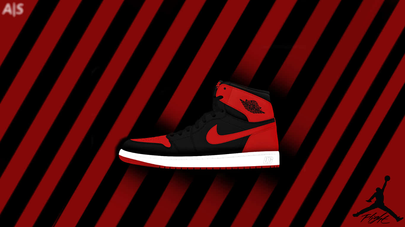 Air Jordan 1, black and red striped background, high-top sneaker, HD Desktop Wallpaper