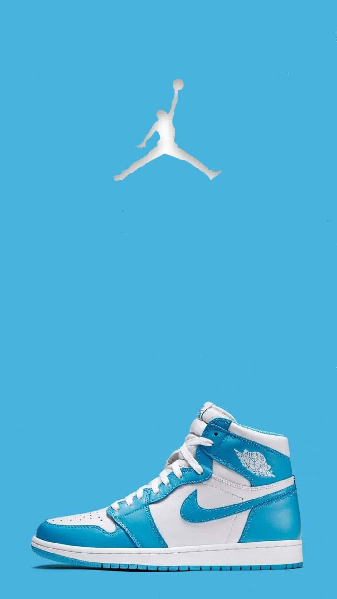Air Jordan 1, mid OG, blue and white, Full HD Phone Wallpaper
