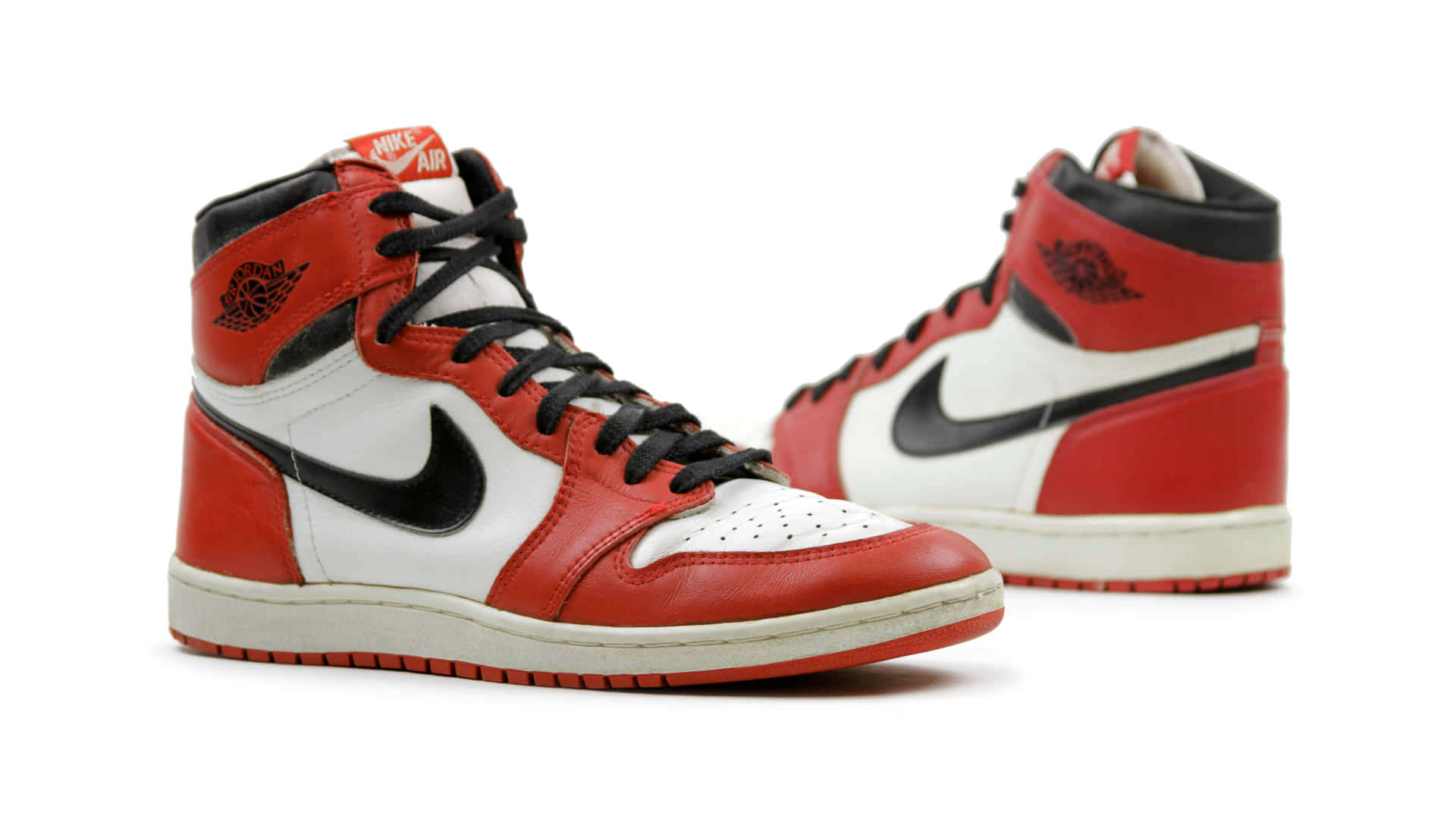 Air Jordan 1, red white and black, high-top sneakers, Full HD Desktop Wallpaper