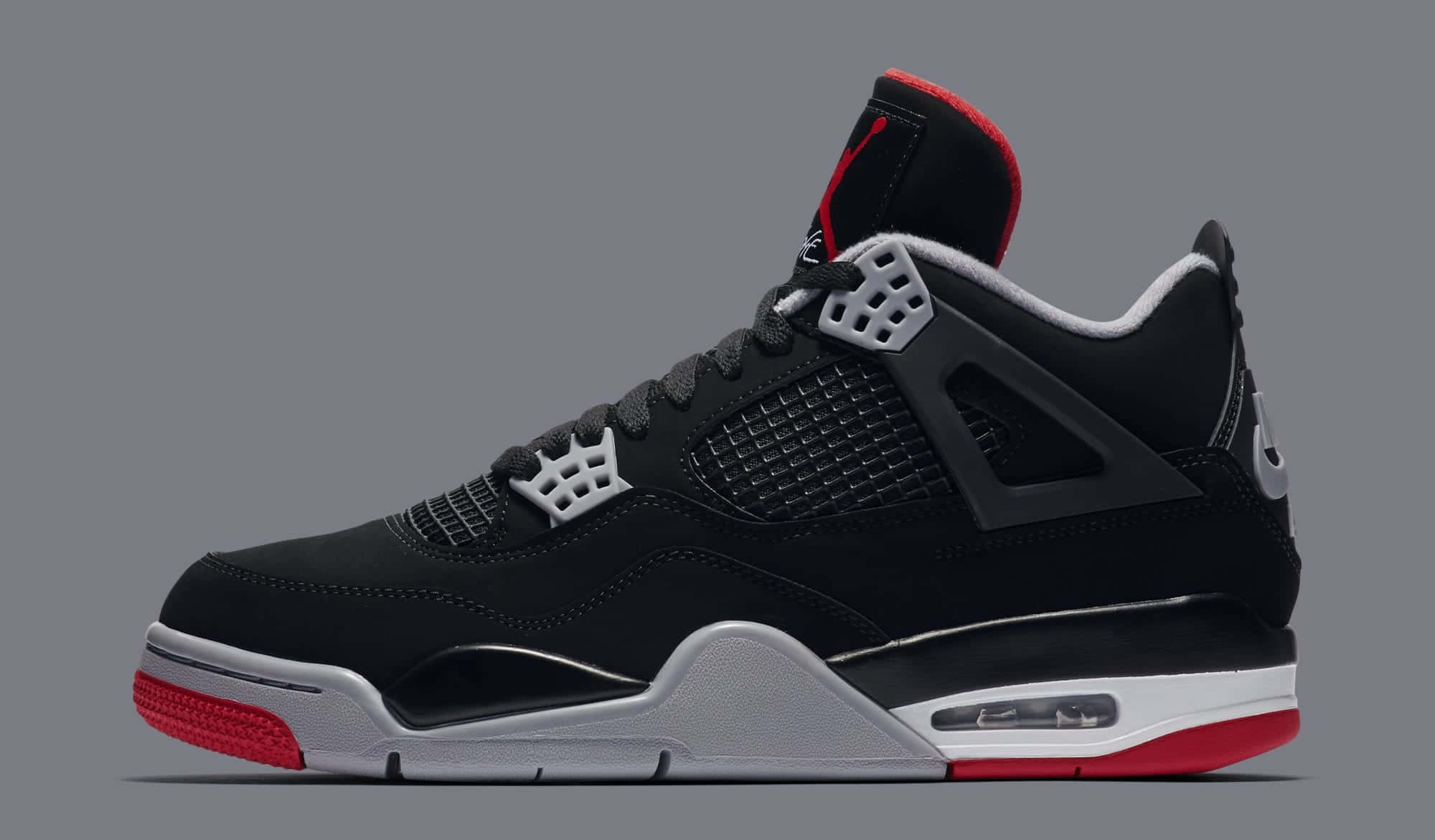 Air Jordan 4, black, red accents, Full HD Desktop Wallpaper
