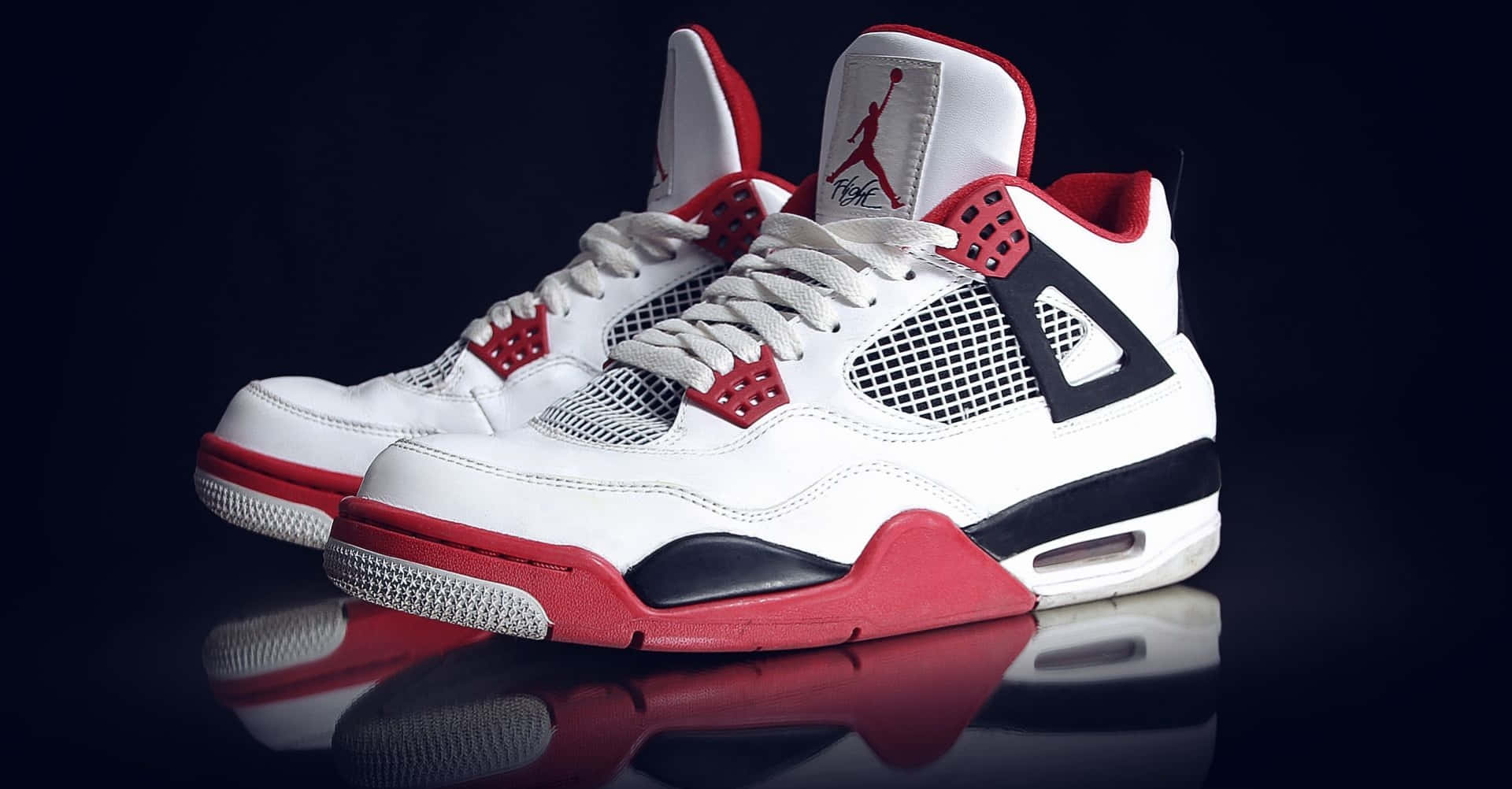 Air Jordan 4, white, red, Full HD Desktop Wallpaper