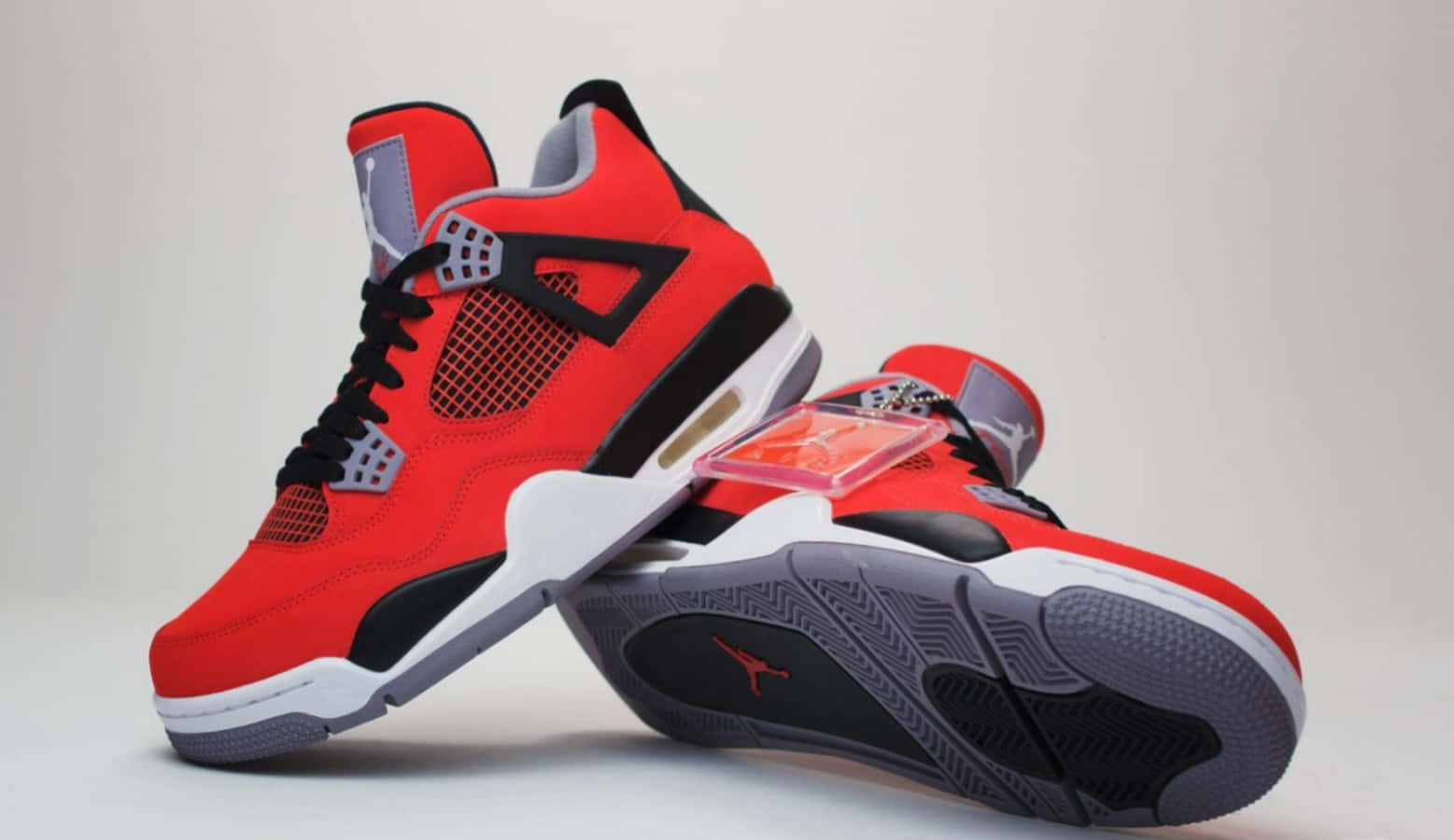 Air Jordan 4, red, black, HD Desktop Wallpaper