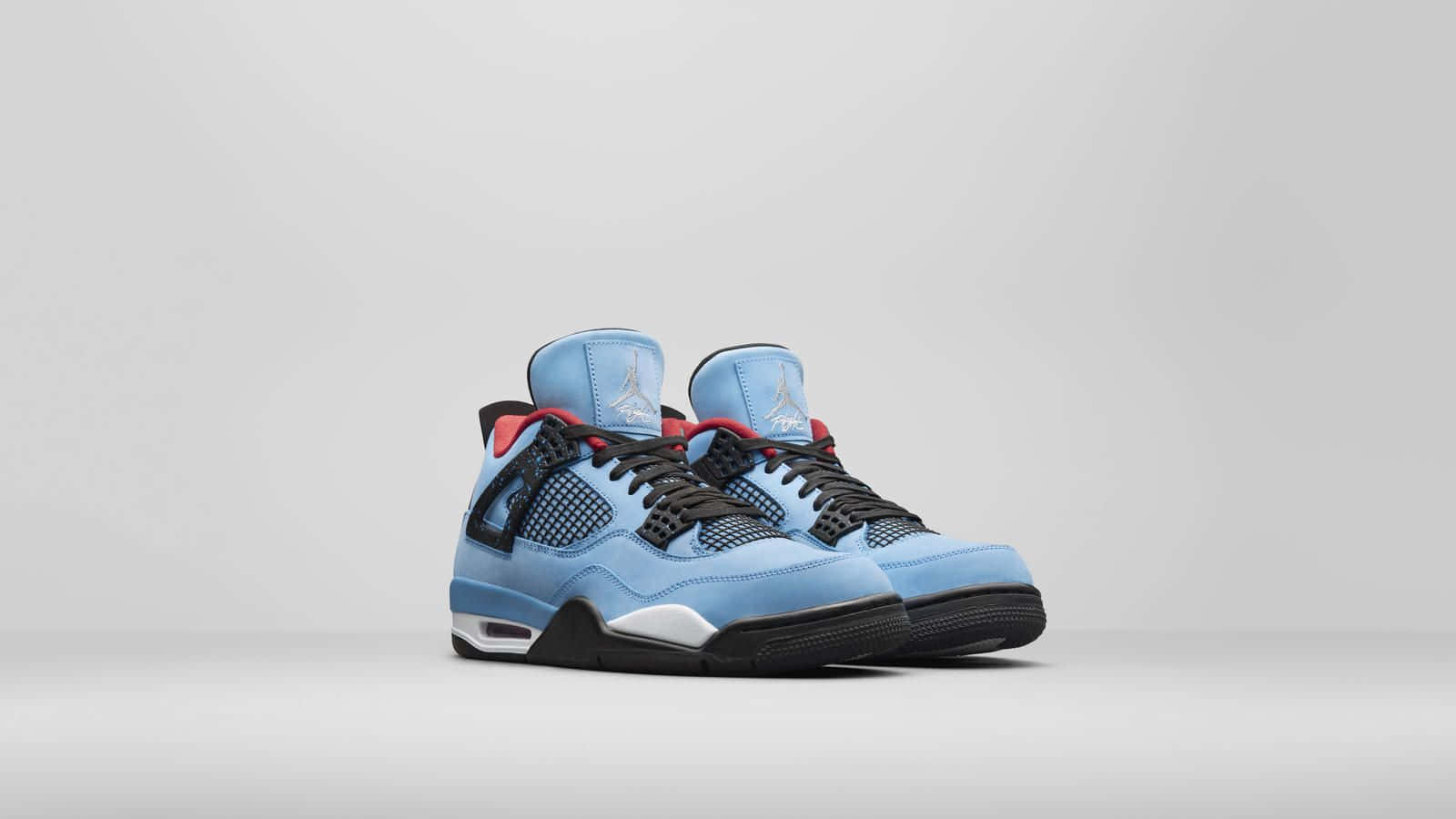 Air Jordan 4, light blue, black, HD Desktop Wallpaper