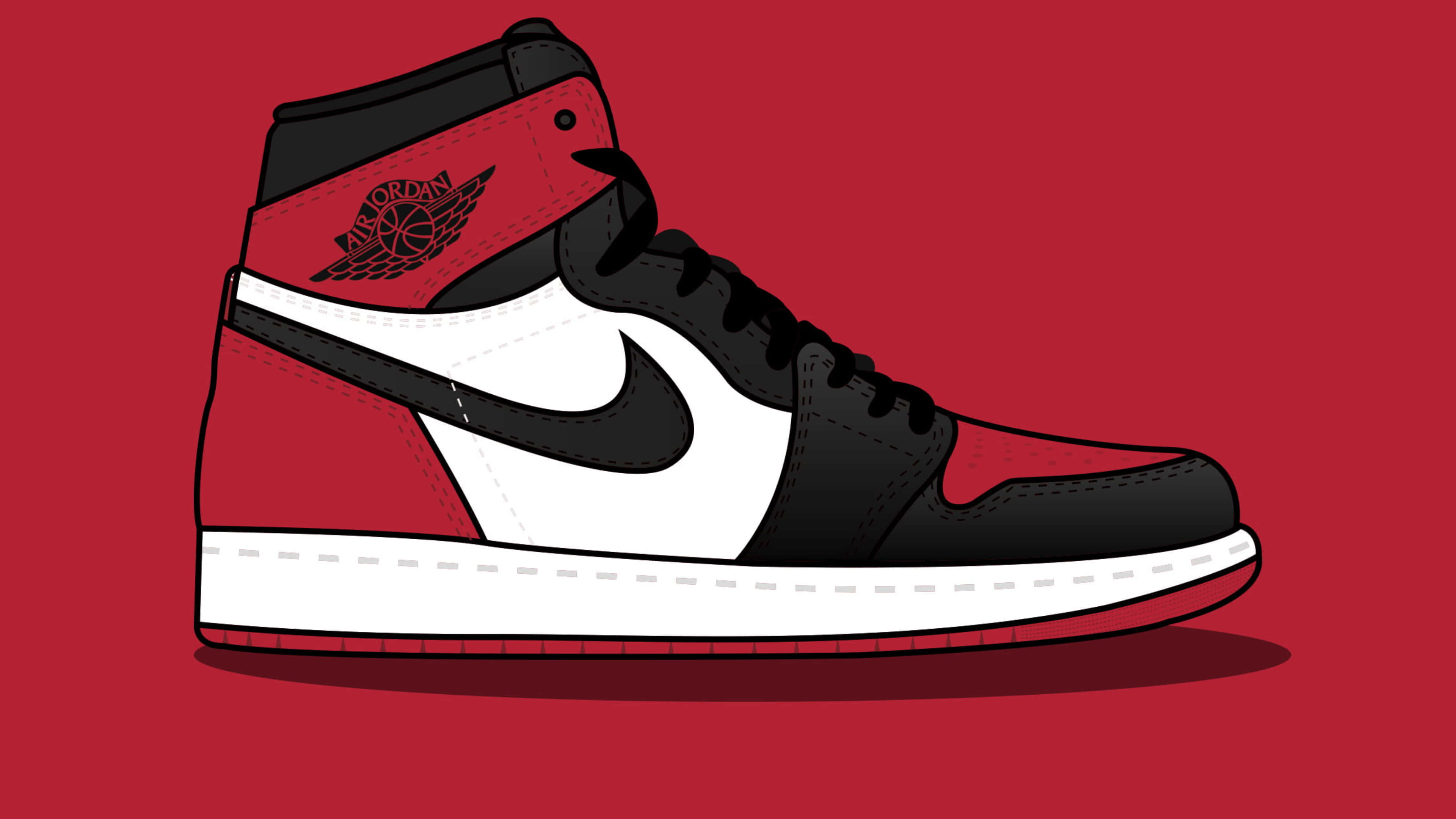 Air Jordan 4, red black and white, high-top sneaker, 4K Desktop Wallpaper