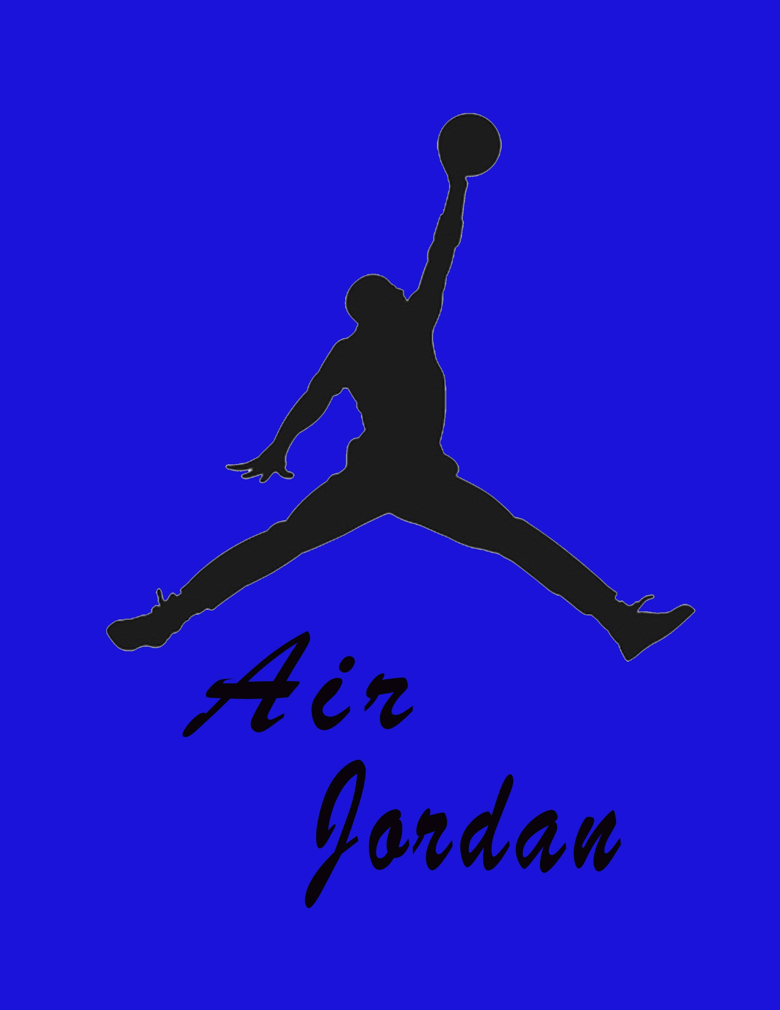 Air Jordan, Dark Blue, black silhouette, 2K Phone Wallpaper