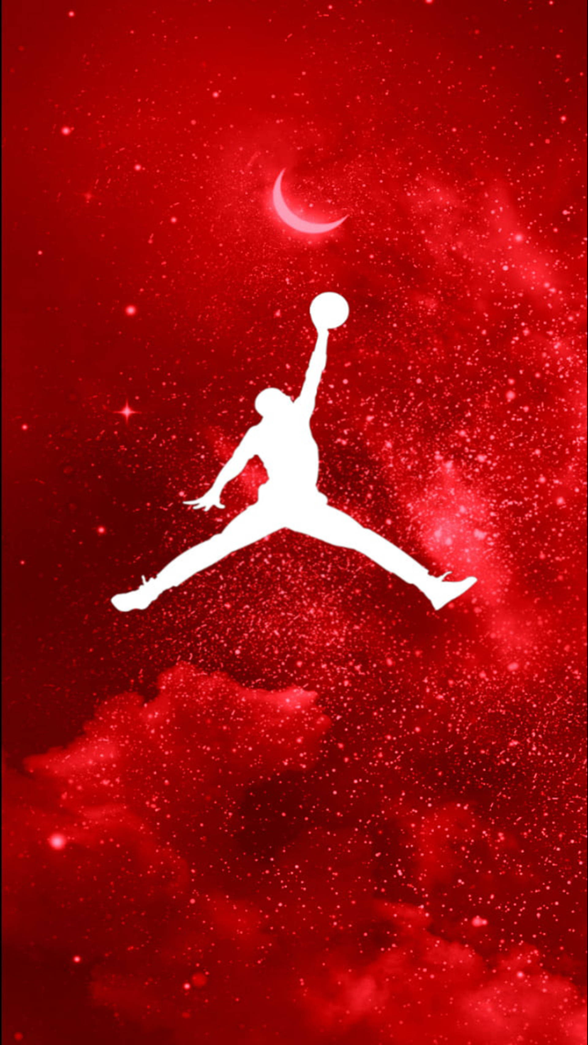 Red Galaxy, Air Jordan, white silhouette, 2K Phone Wallpaper