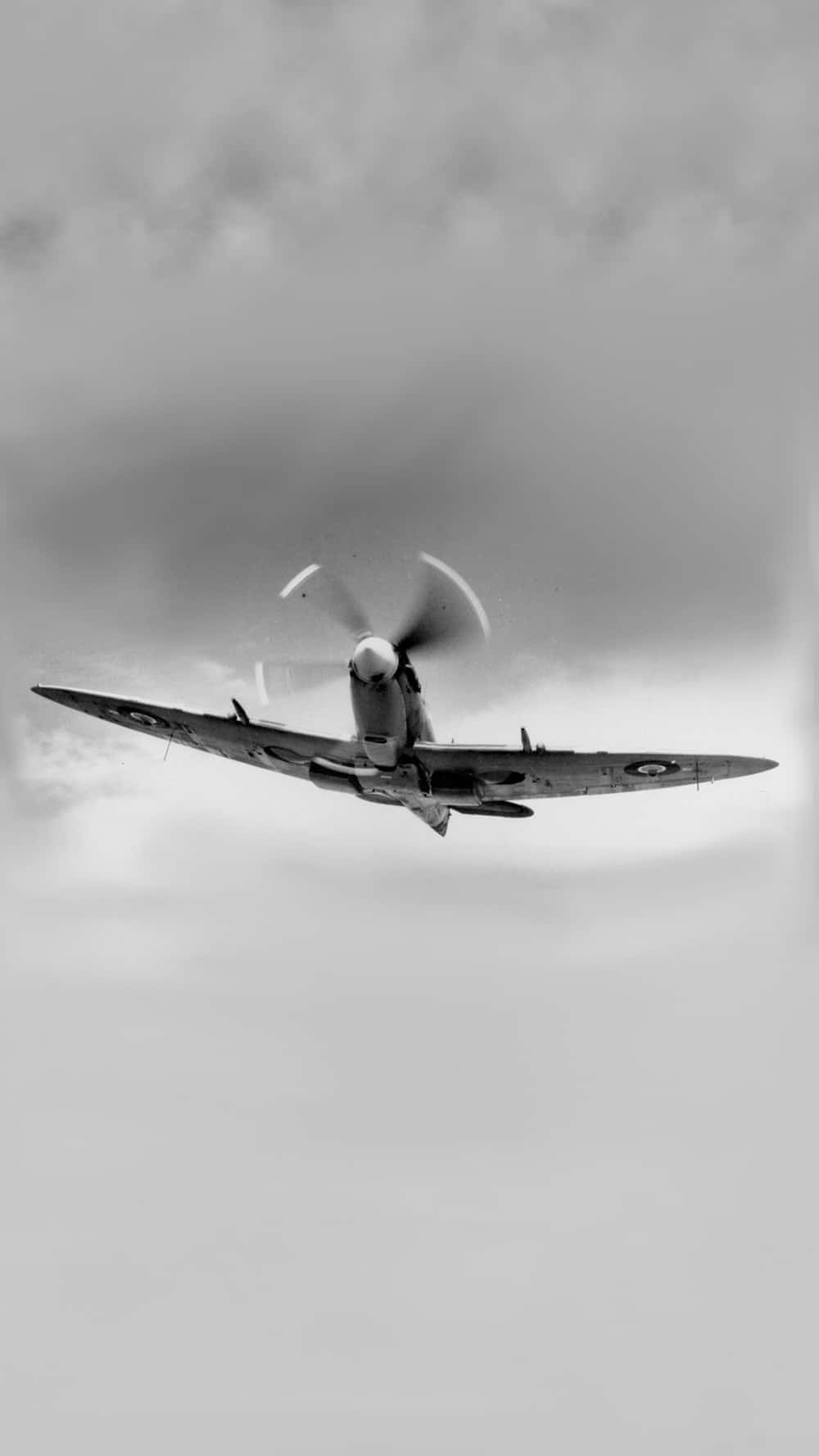 vintage fighter plane, propeller, cloudy sky, HD Phone Wallpaper
