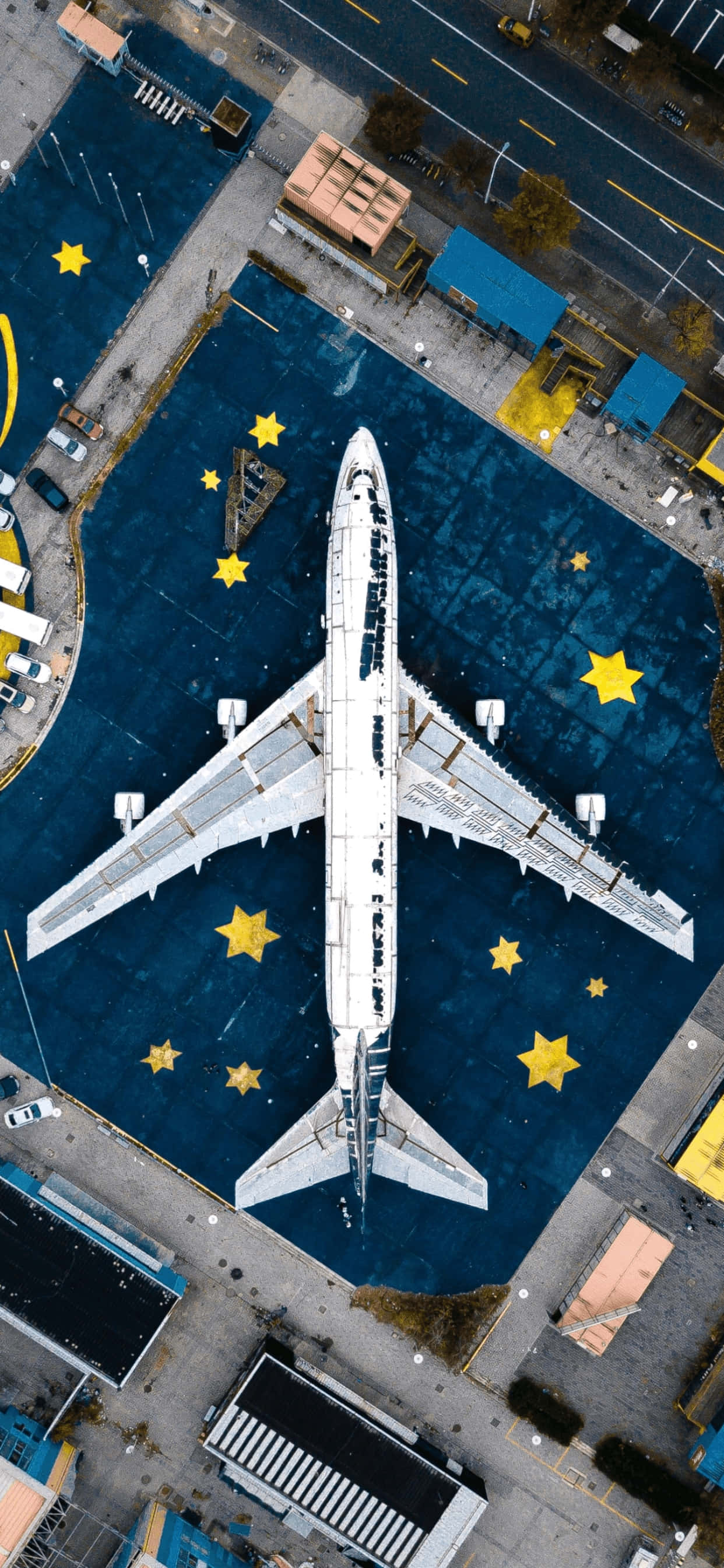 aircraft, white airplane, blue tarmac, 2K Phone Wallpaper