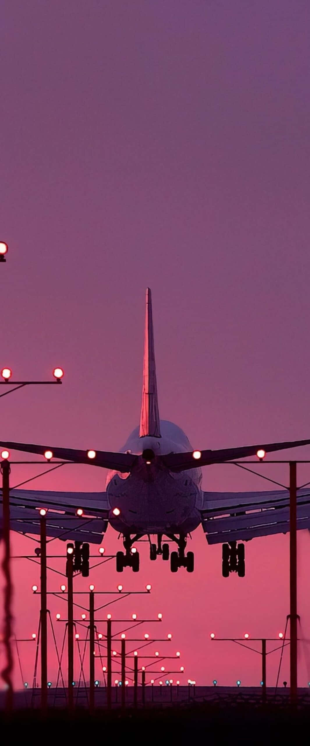 twilight, airplane, runway, 2K Phone Wallpaper