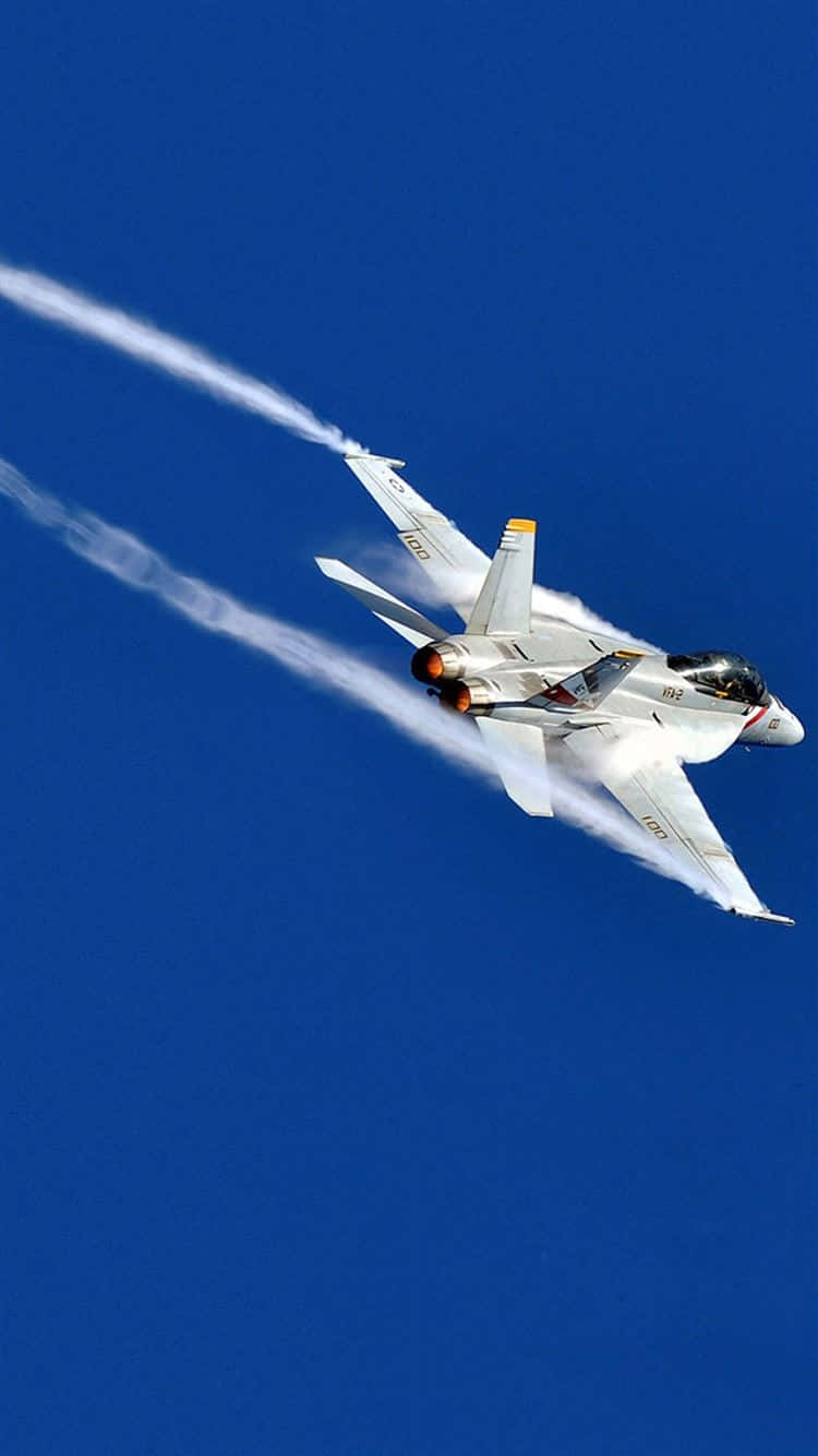 jet fighter, contrails, vivid blue sky, HD Phone Wallpaper