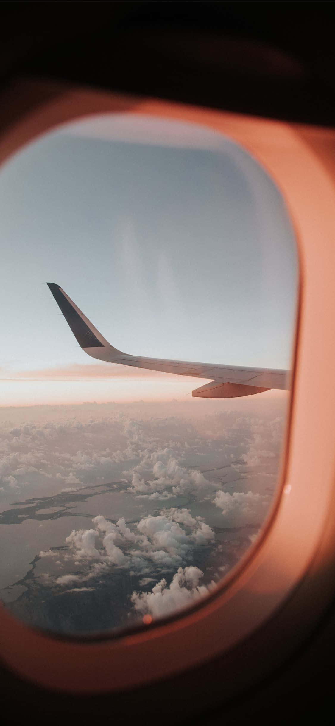 airplane wing, airplane window, sunset, Full HD Phone Wallpaper