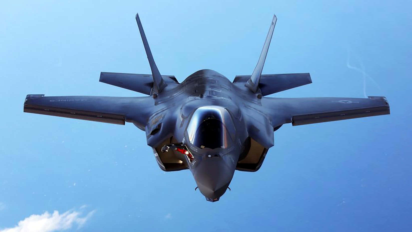 sleek gray fighter jet, clear blue sky, single white cloud, HD Desktop Wallpaper