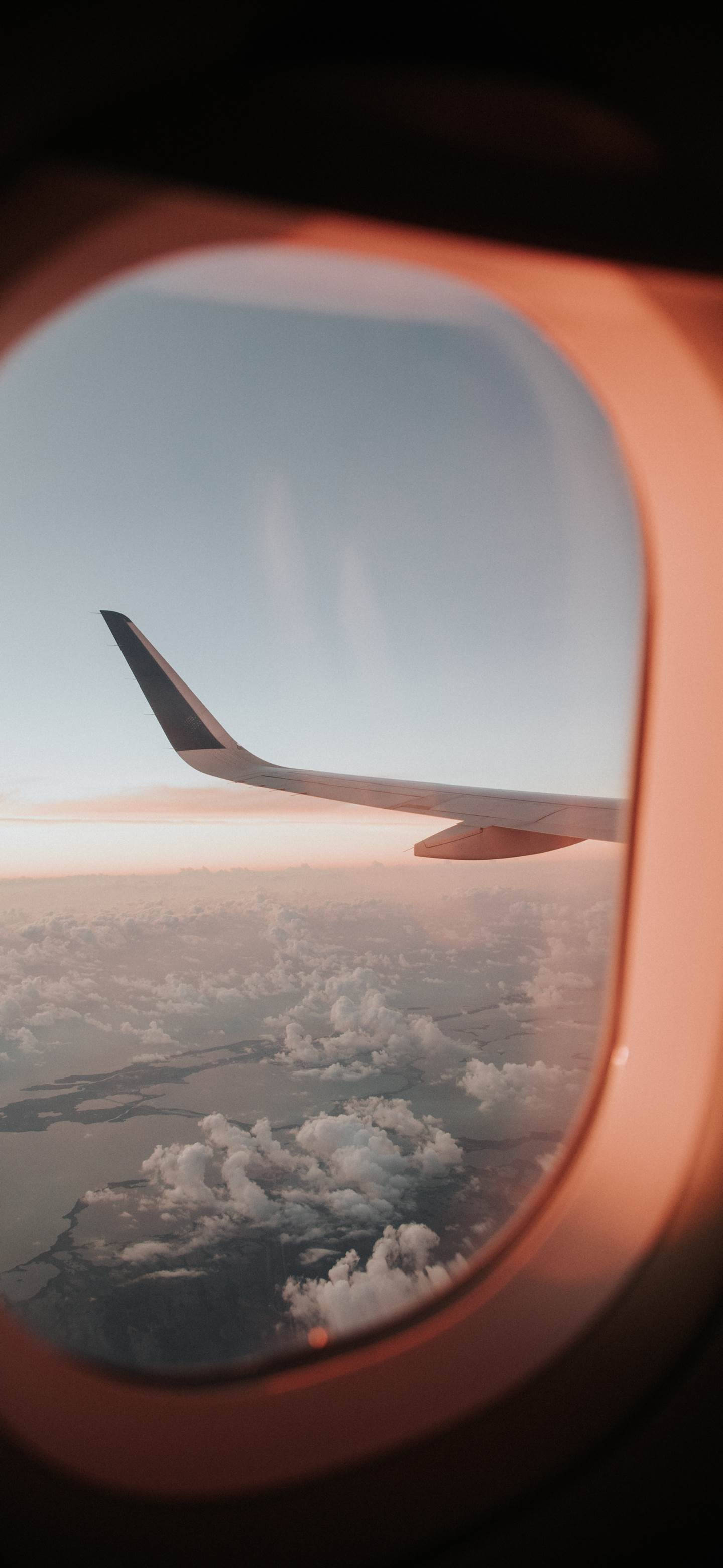 Airplane Android, sunset, orange glow, 2K Phone Wallpaper