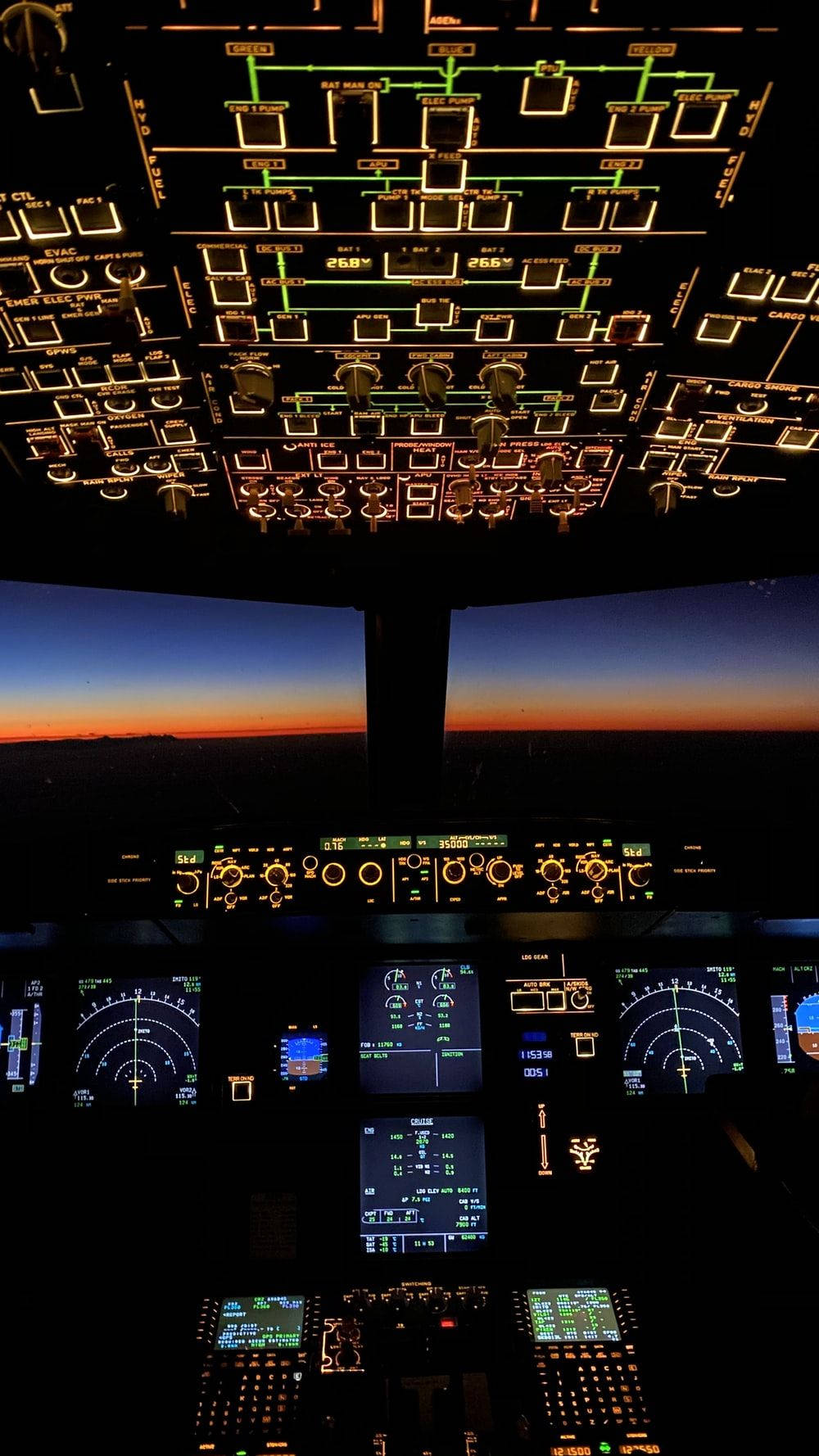 Airplane Android, Aircraft cockpit, dusk, HD Phone Wallpaper