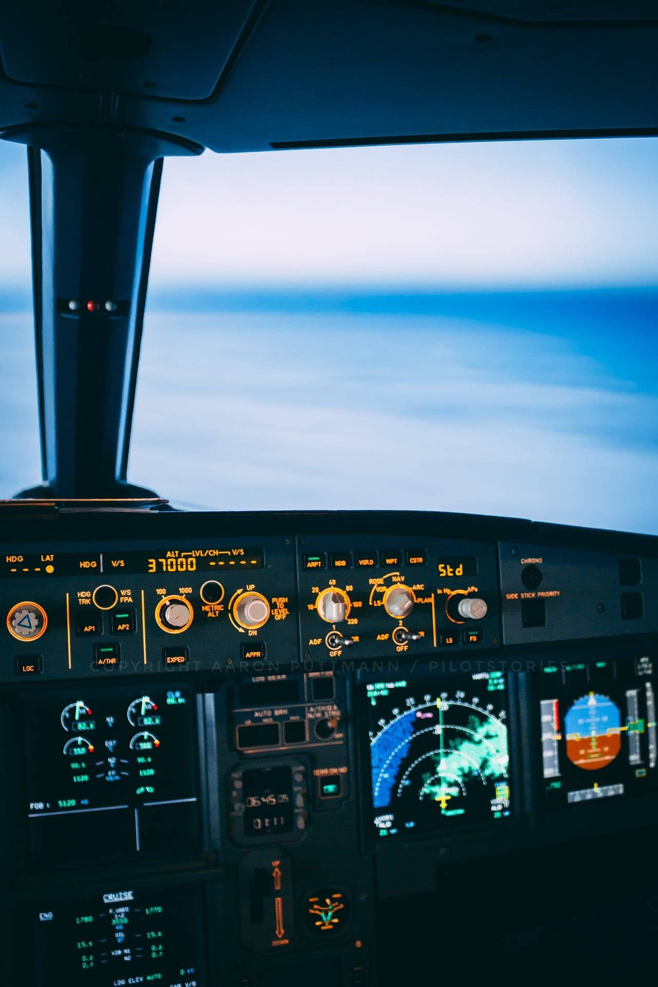 Airplane Android, cockpit dashboard, orange and green lights, Full HD Phone Wallpaper