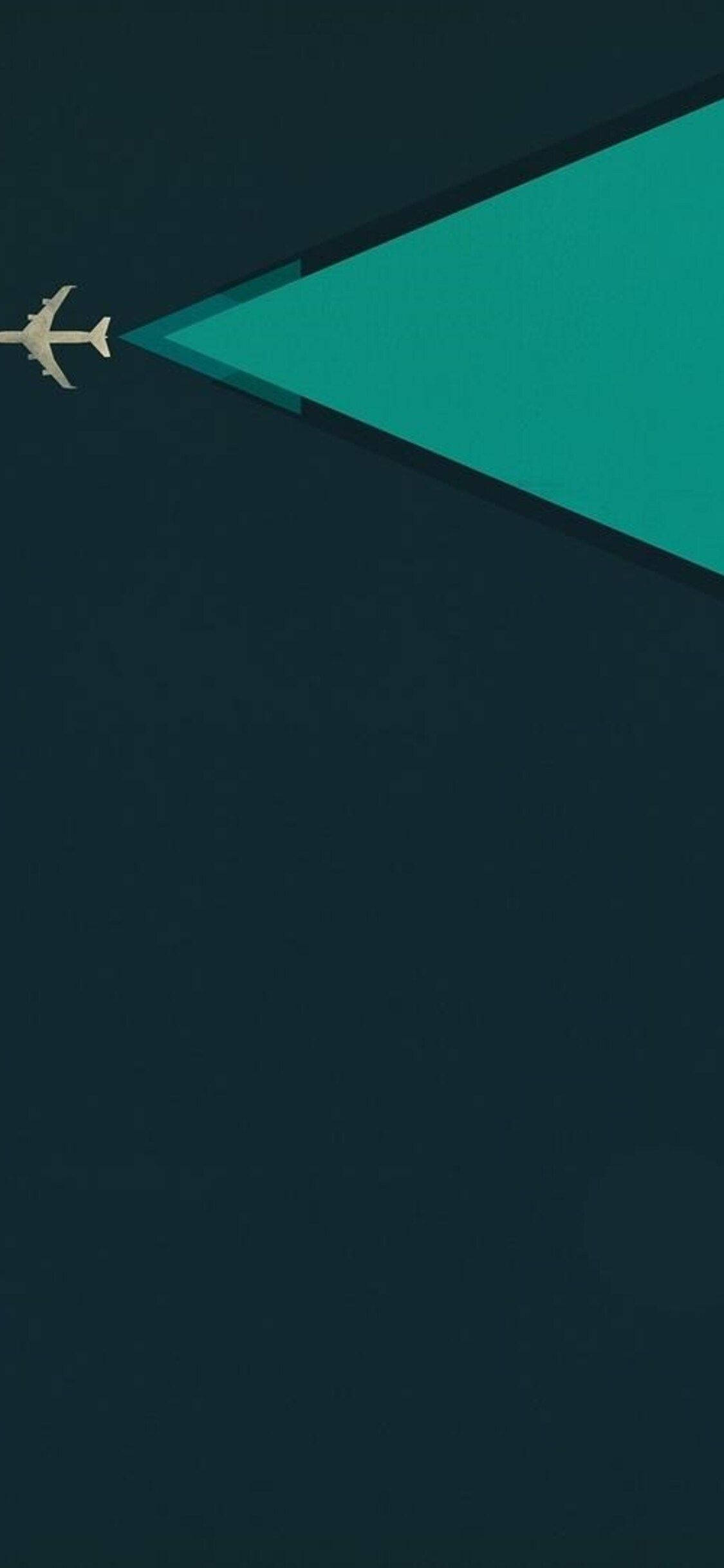 soaring airplane android, teal triangular beam, dark navy background, Full HD Phone Wallpaper
