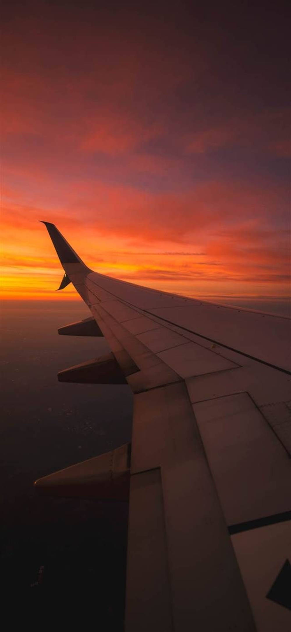 Airplane Android, sunset, fiery orange and purple sunset, Full HD Phone Wallpaper