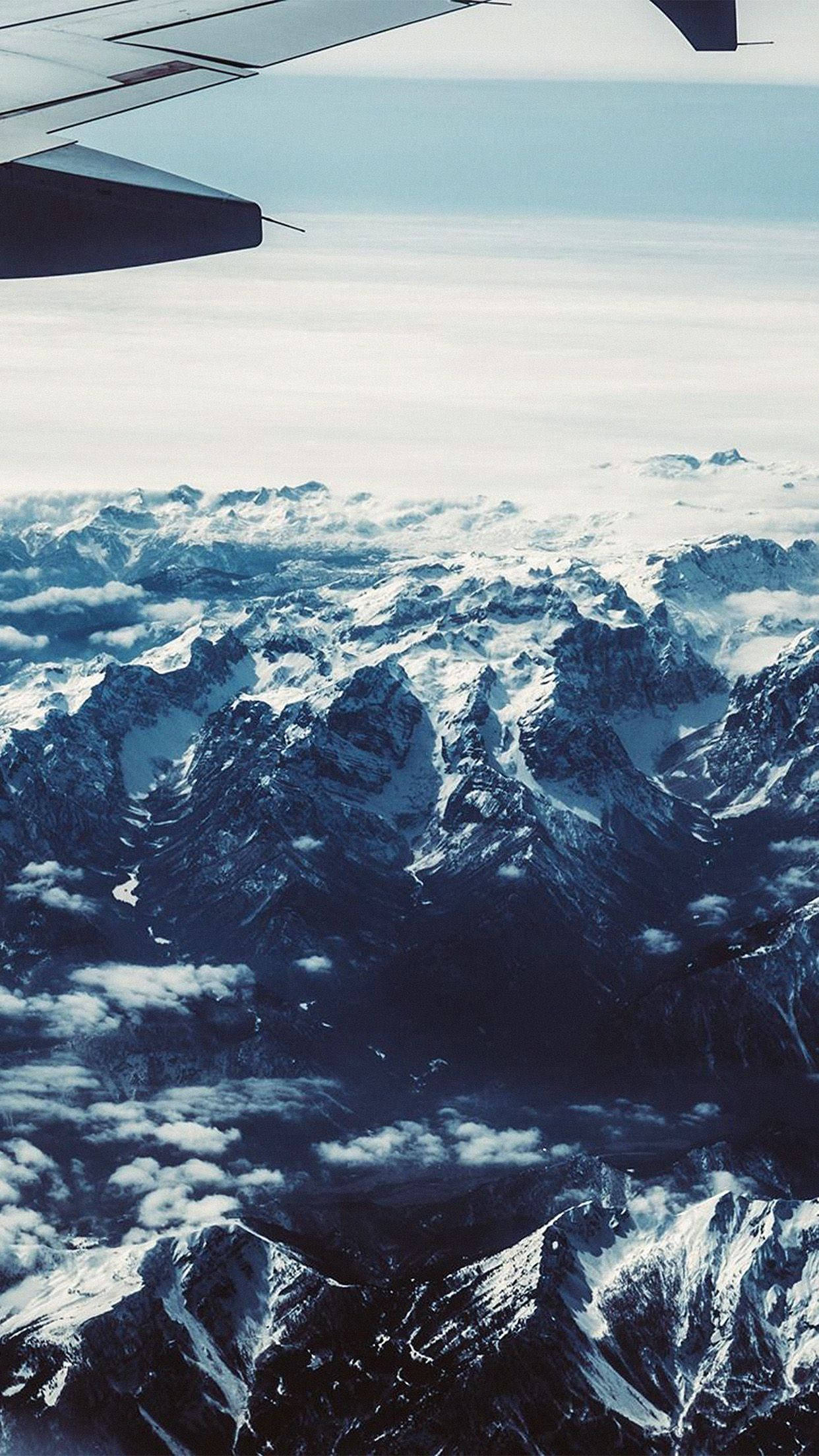 Mountain View, flying airplane android, jagged snowcapped mountains, Full HD Phone Wallpaper