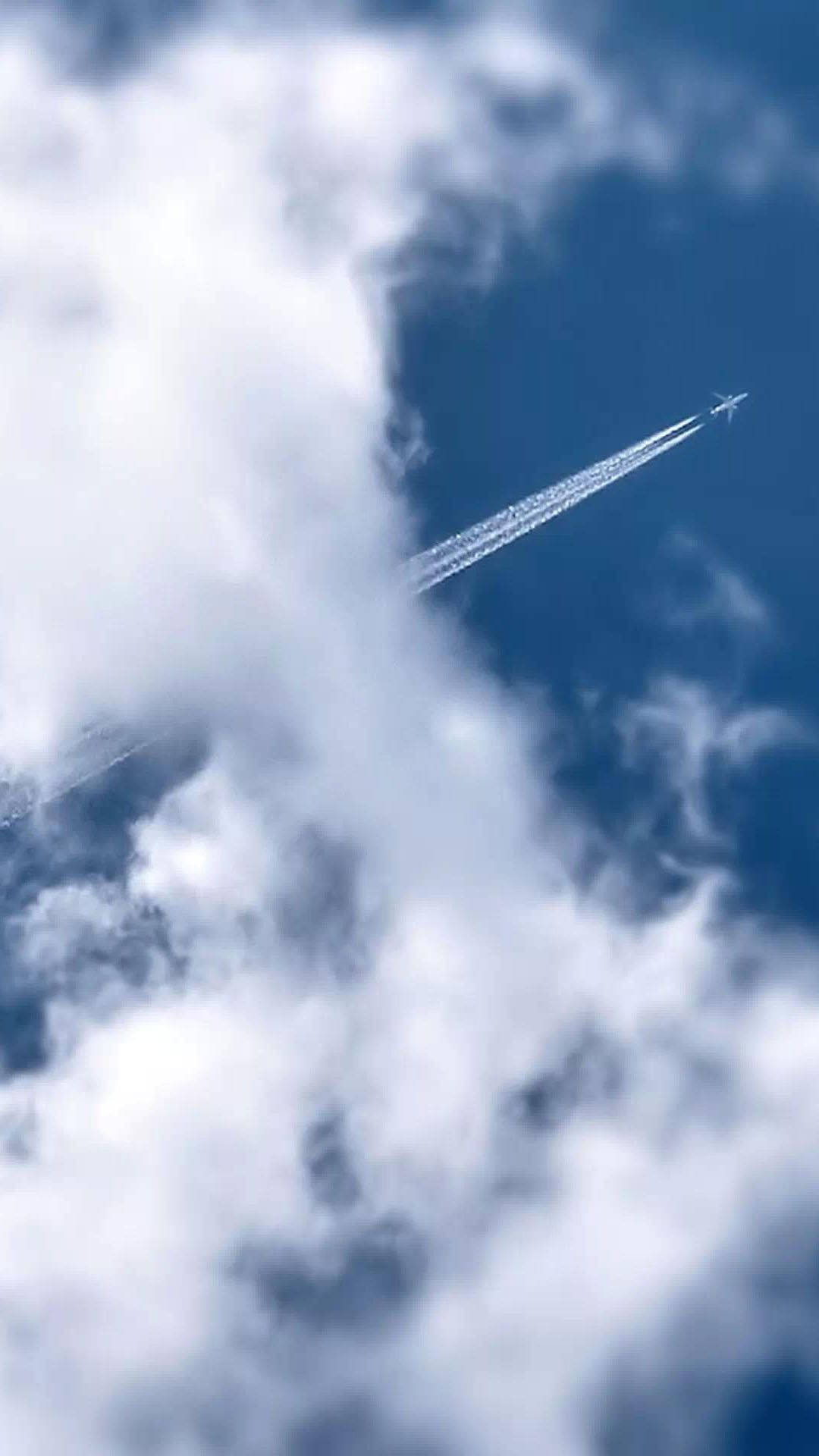 Airplane Android, white trails, crisp contrails, Full HD Phone Wallpaper