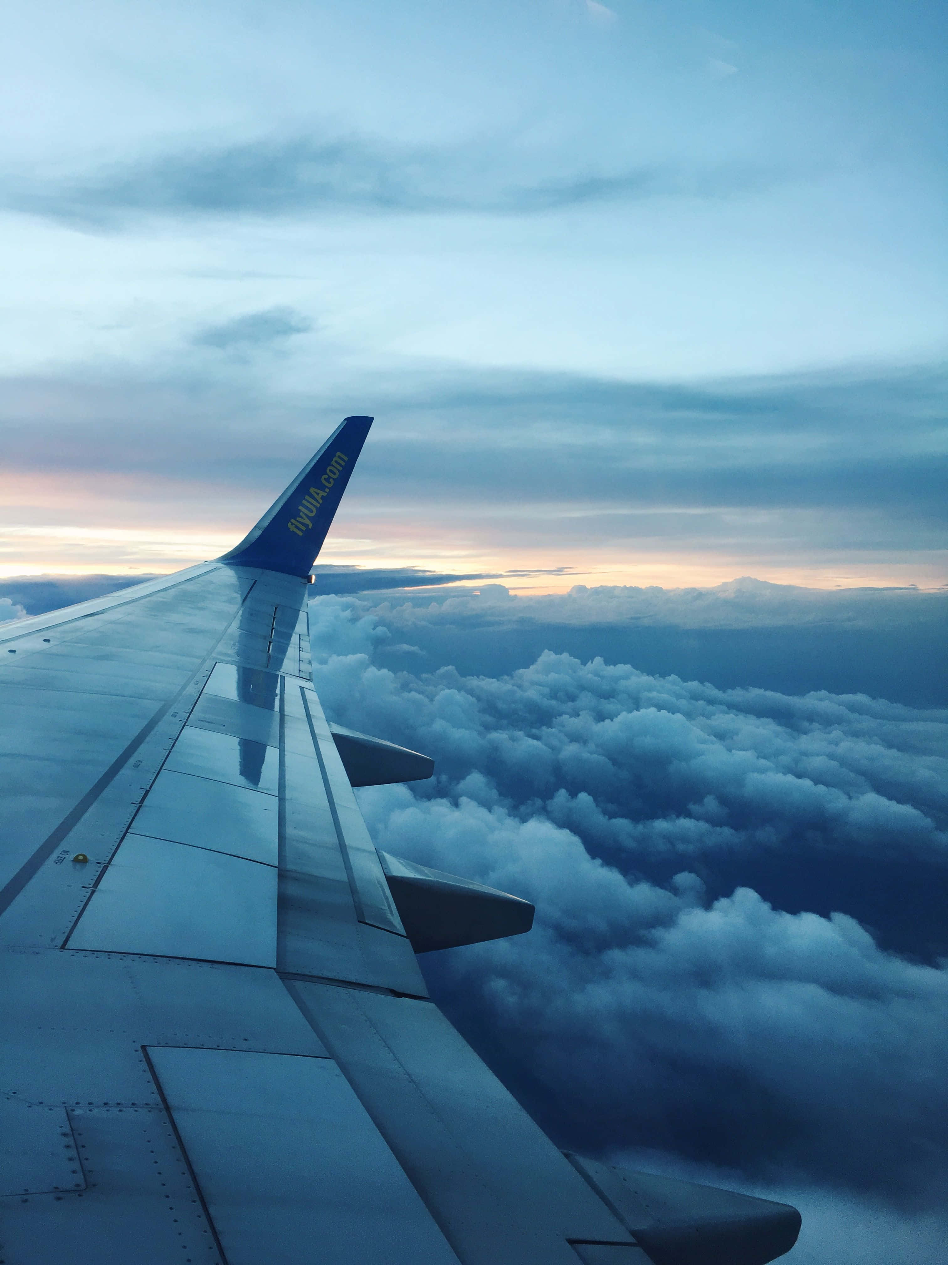 airplane wing, twilight, sea of clouds, 4K Phone Wallpaper