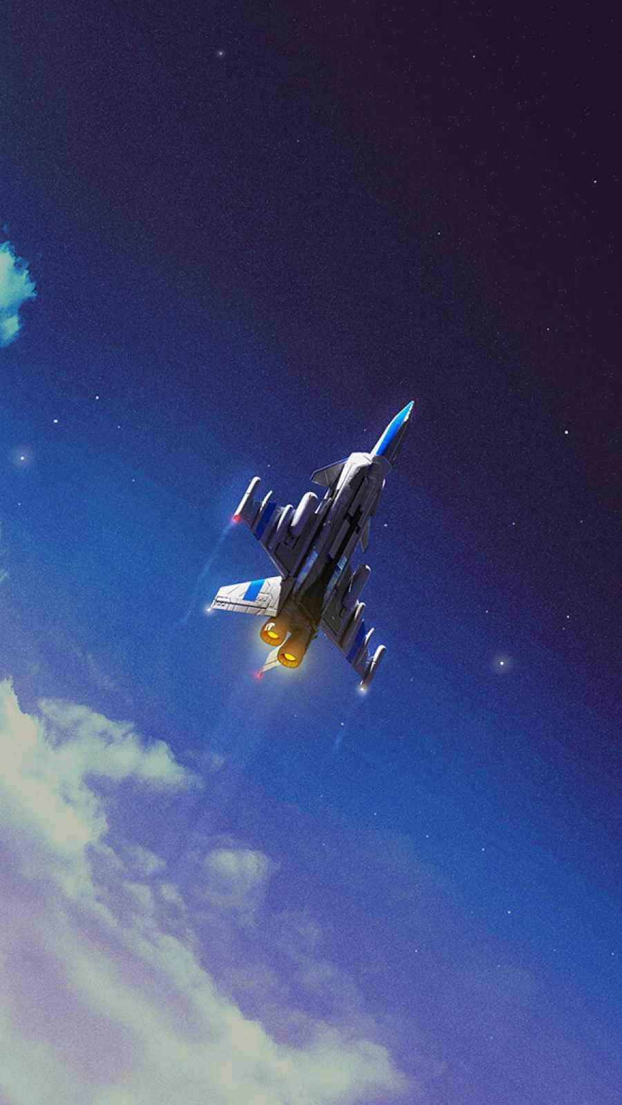 fighter jet, starry twilight sky, glowing engines, HD Phone Wallpaper