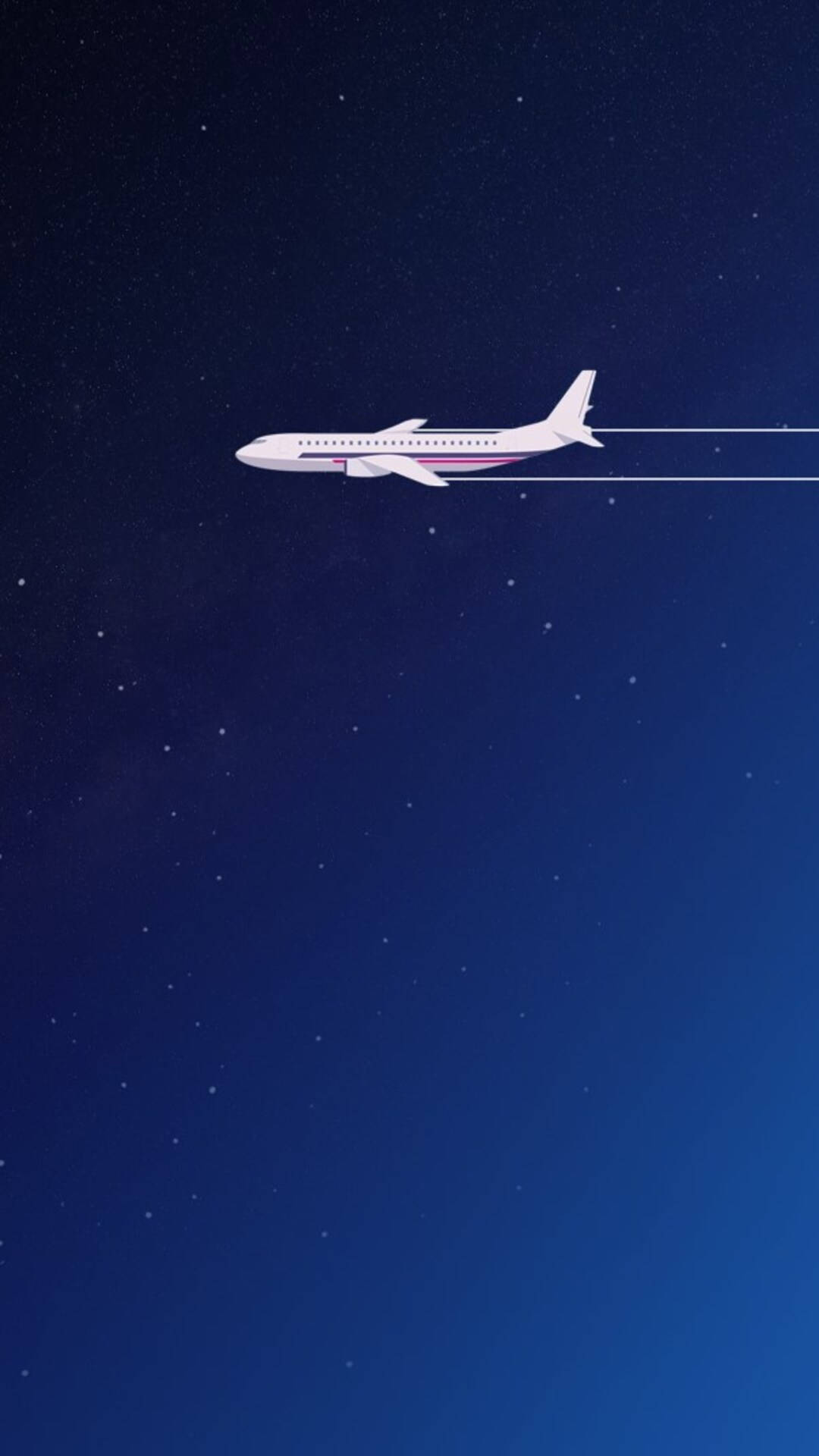 Night Sky Airplane iPhone, starry night sky, deep blue gradients, Full HD Phone Wallpaper