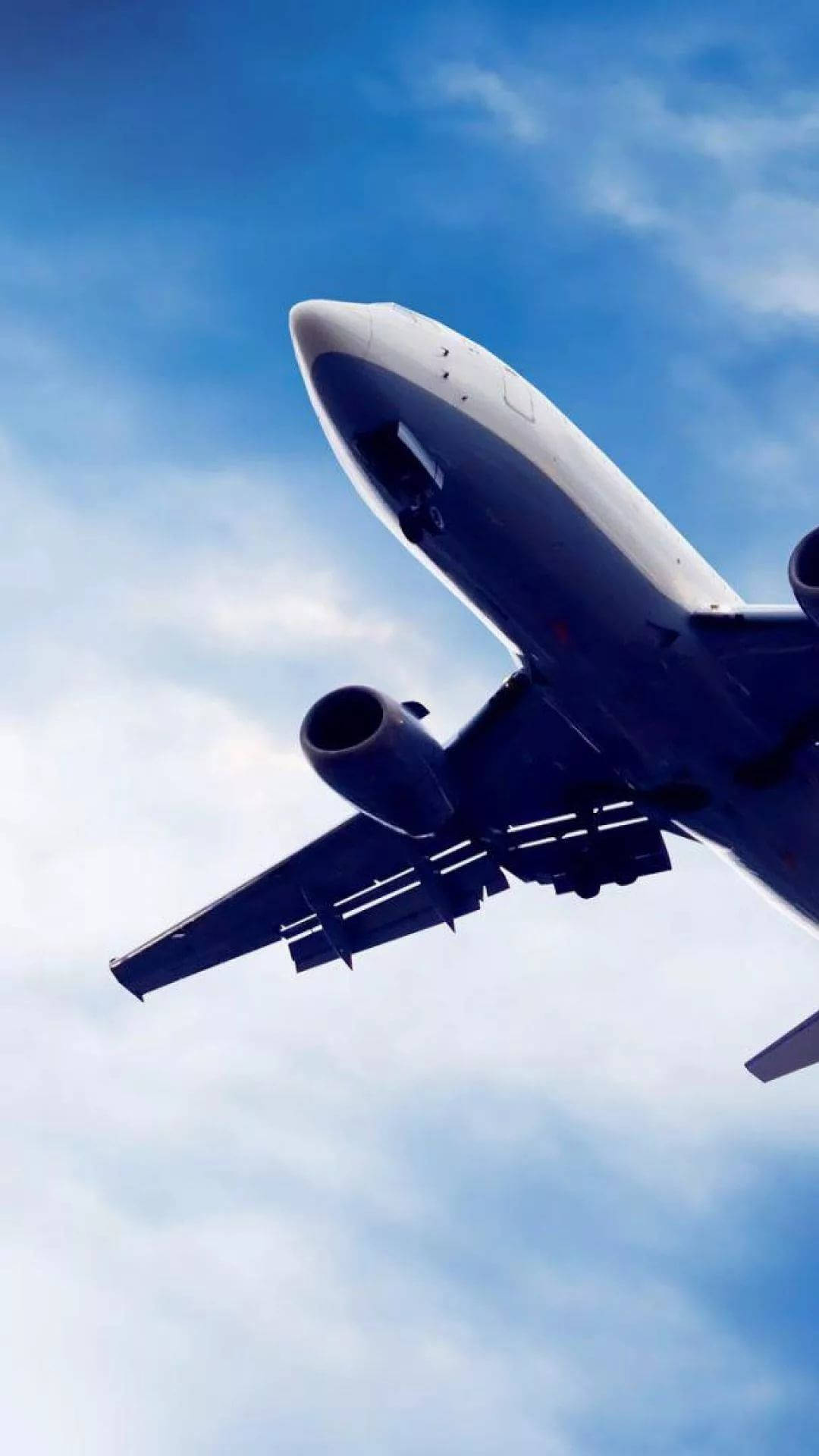 flying airplane, commercial airplane, bright blue sky, Full HD Phone Wallpaper
