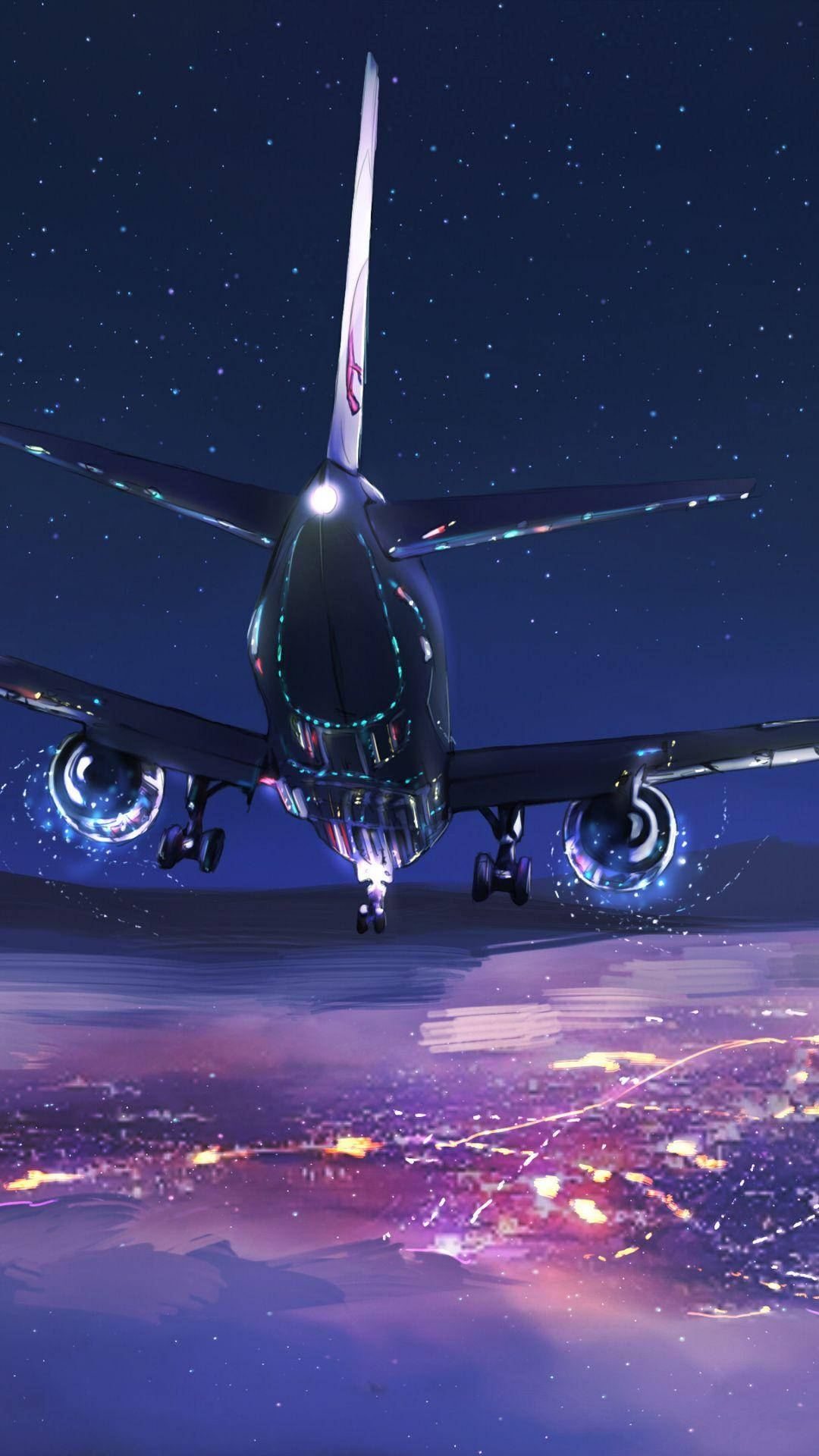 anime, purple, airplane, Full HD Phone Wallpaper