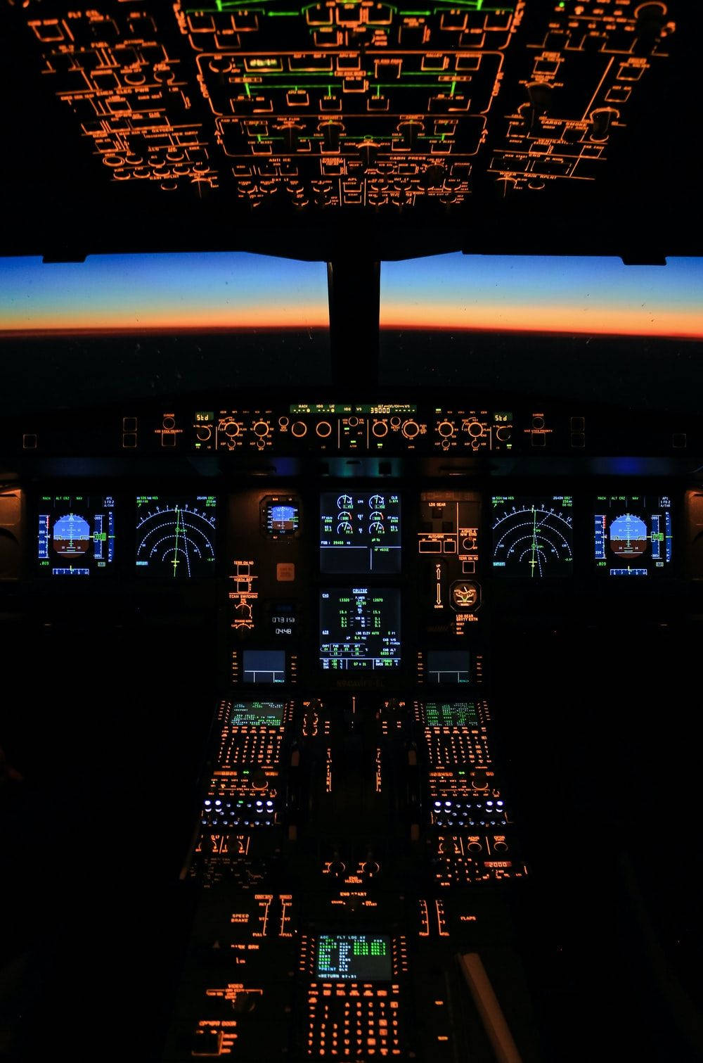 flying jet, aircraft cockpit, glowing orange, HD Phone Wallpaper