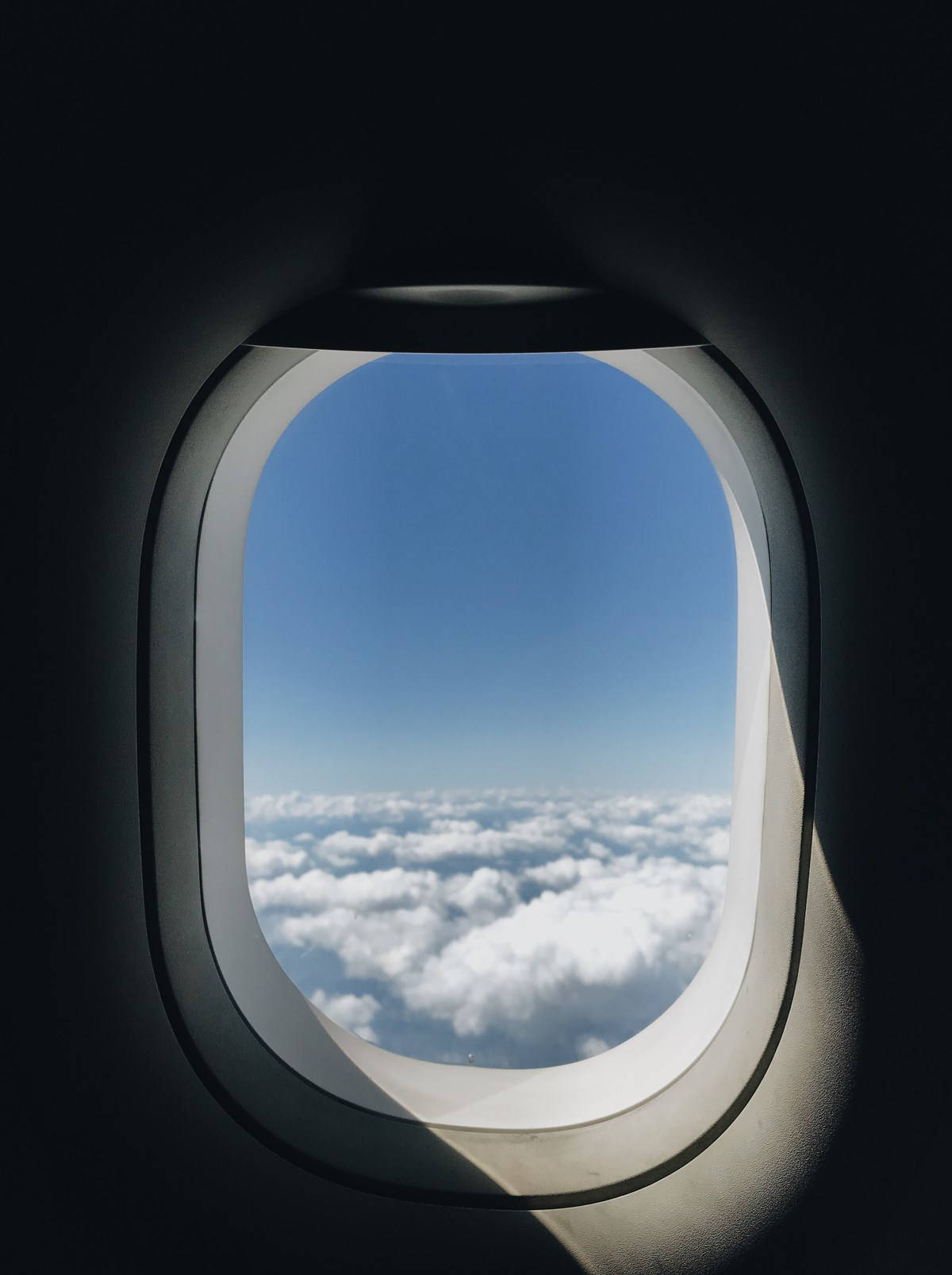 airplane window, sea of clouds, fluffy white clouds, HD Phone Wallpaper