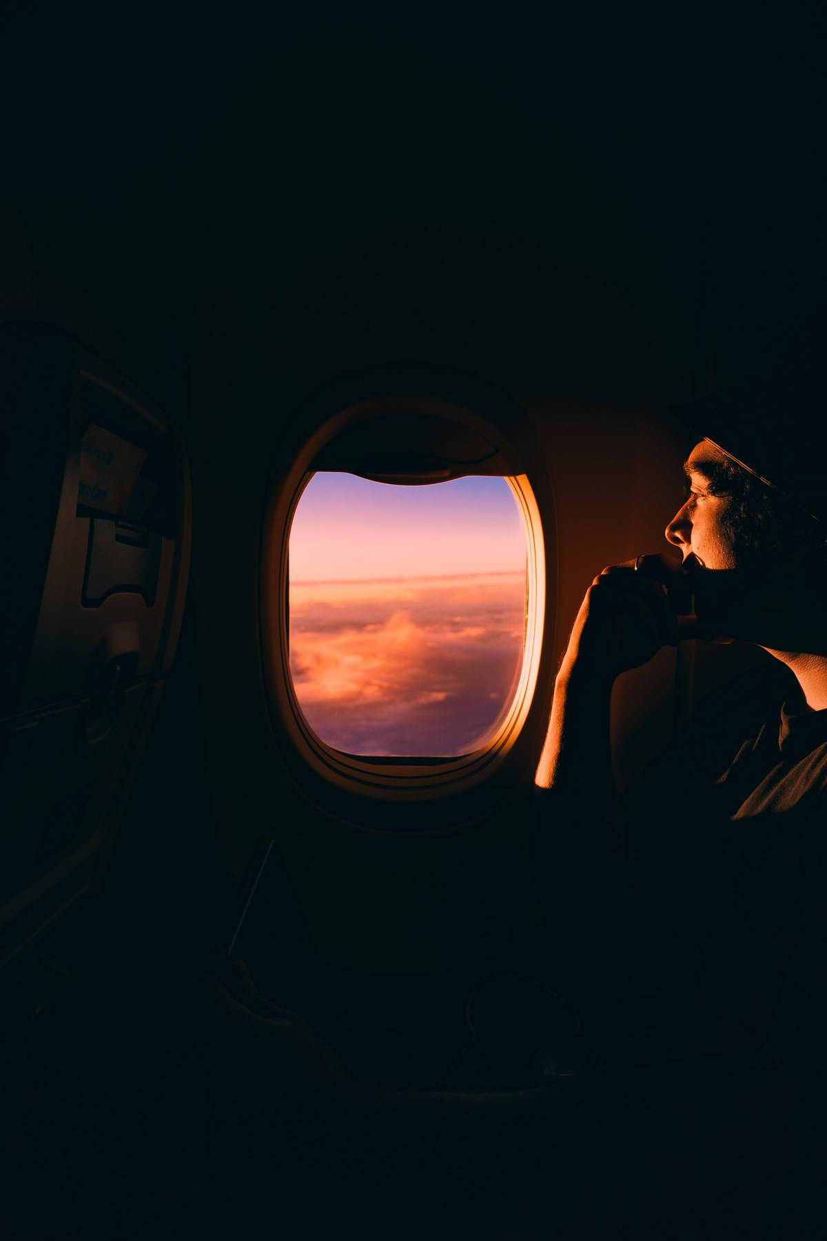 airplane window, sunset, orange, HD Phone Wallpaper