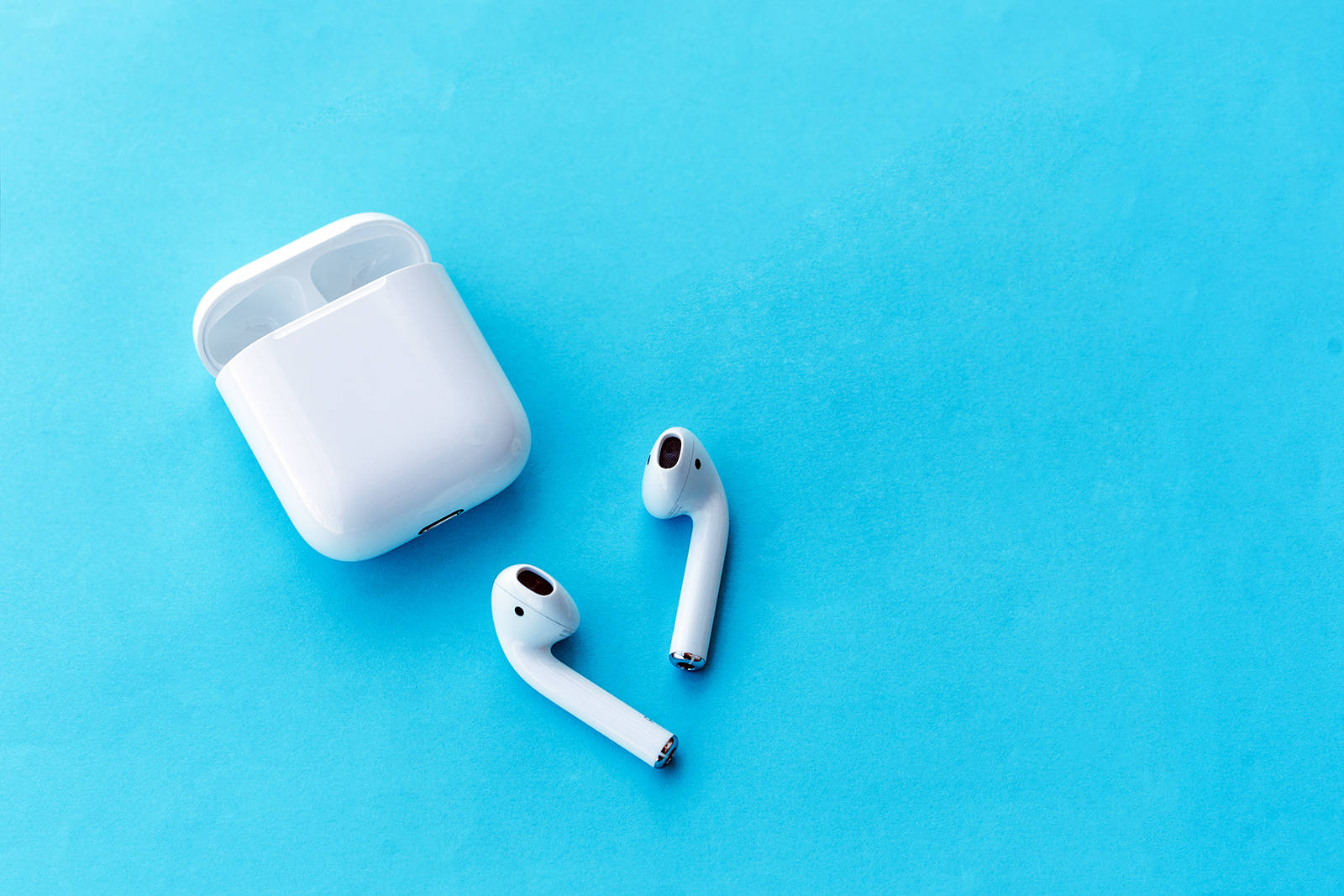 AirPods, blue, white, HD Desktop Wallpaper