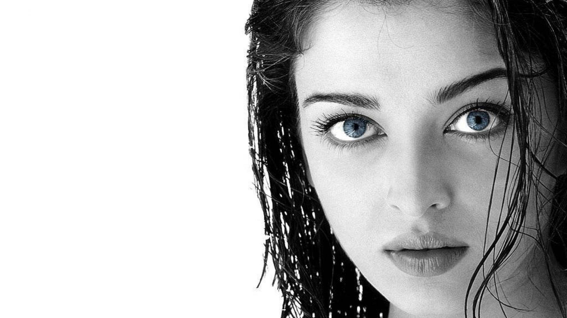 Aishwarya Rai, blue eyes, wet hair, Full HD Desktop Wallpaper