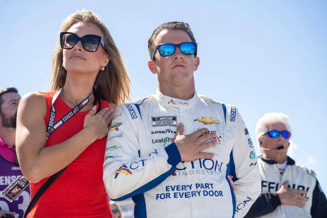 AJ Allmendinger, hand on heart, NASCAR driver, SD Desktop Wallpaper