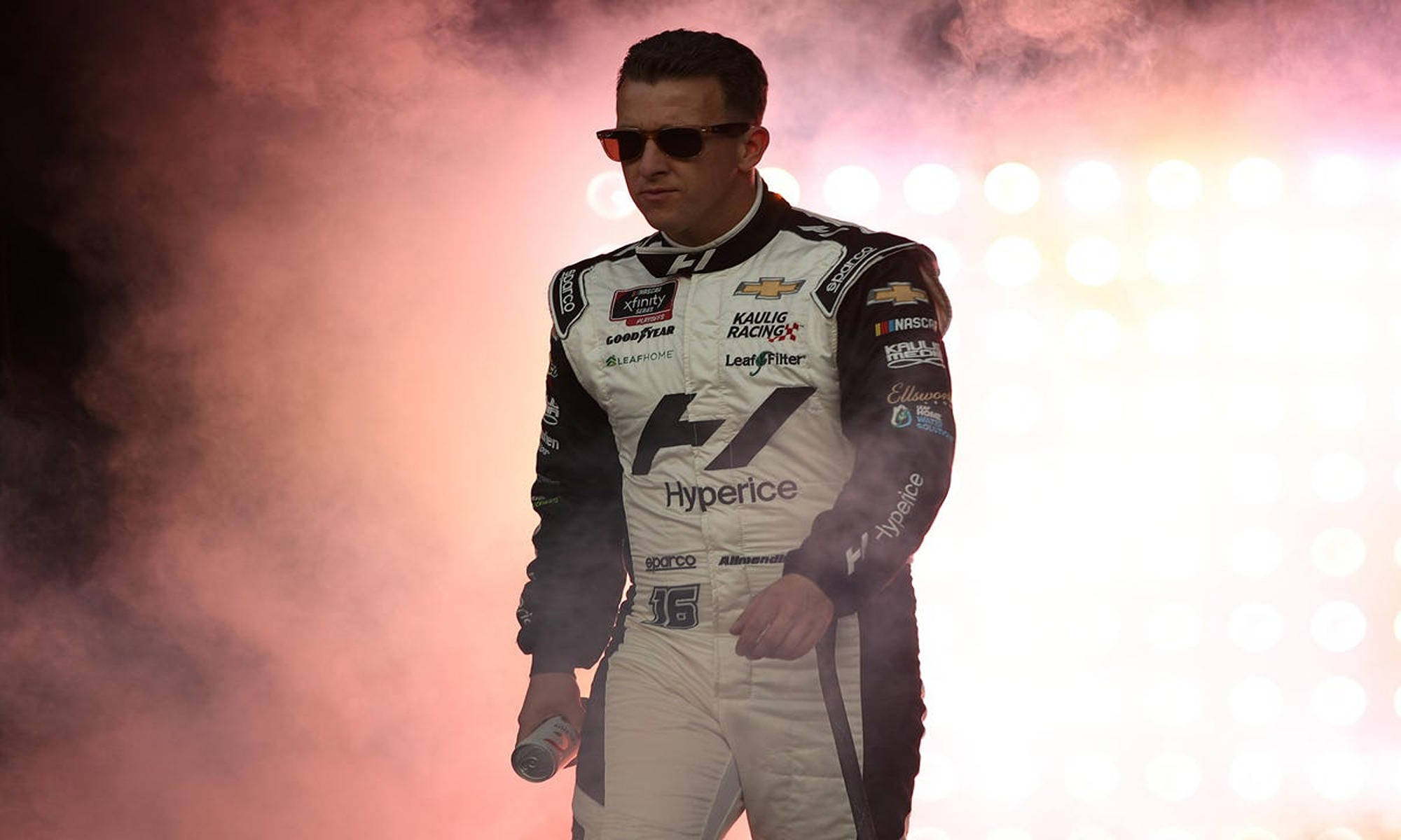AJ Allmendinger, white racing suit, sponsor logos, Full HD Desktop Wallpaper