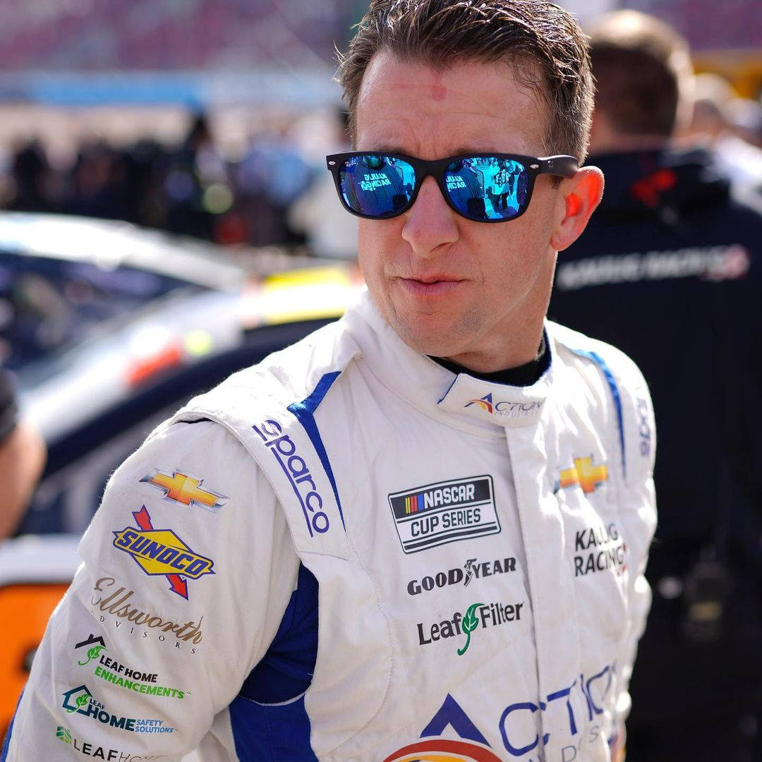 AJ Allmendinger, white racing suit, blue sunglasses, SD Desktop Wallpaper