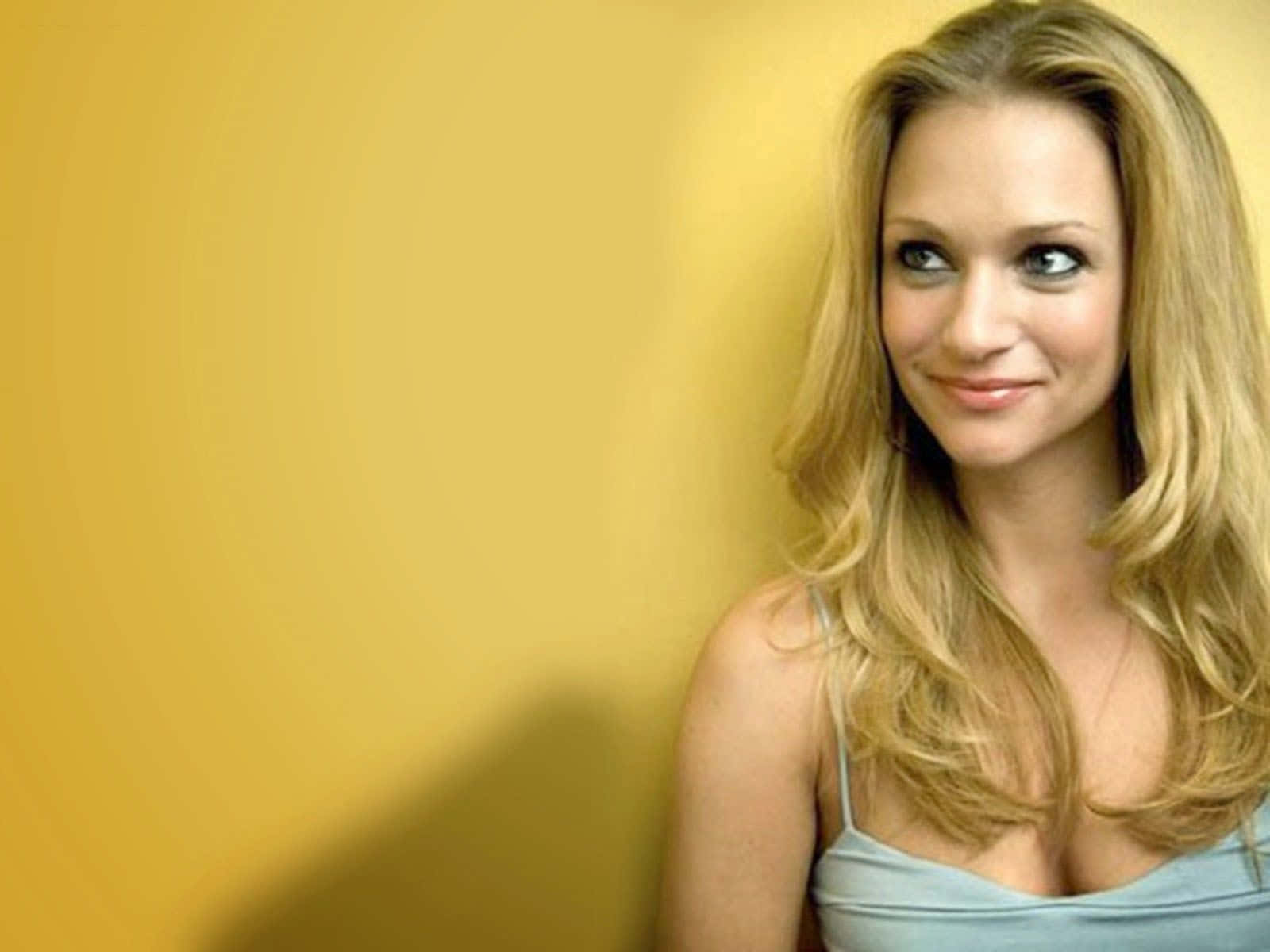 AJ Cook, blonde hair, light blue top, HD Desktop Wallpaper