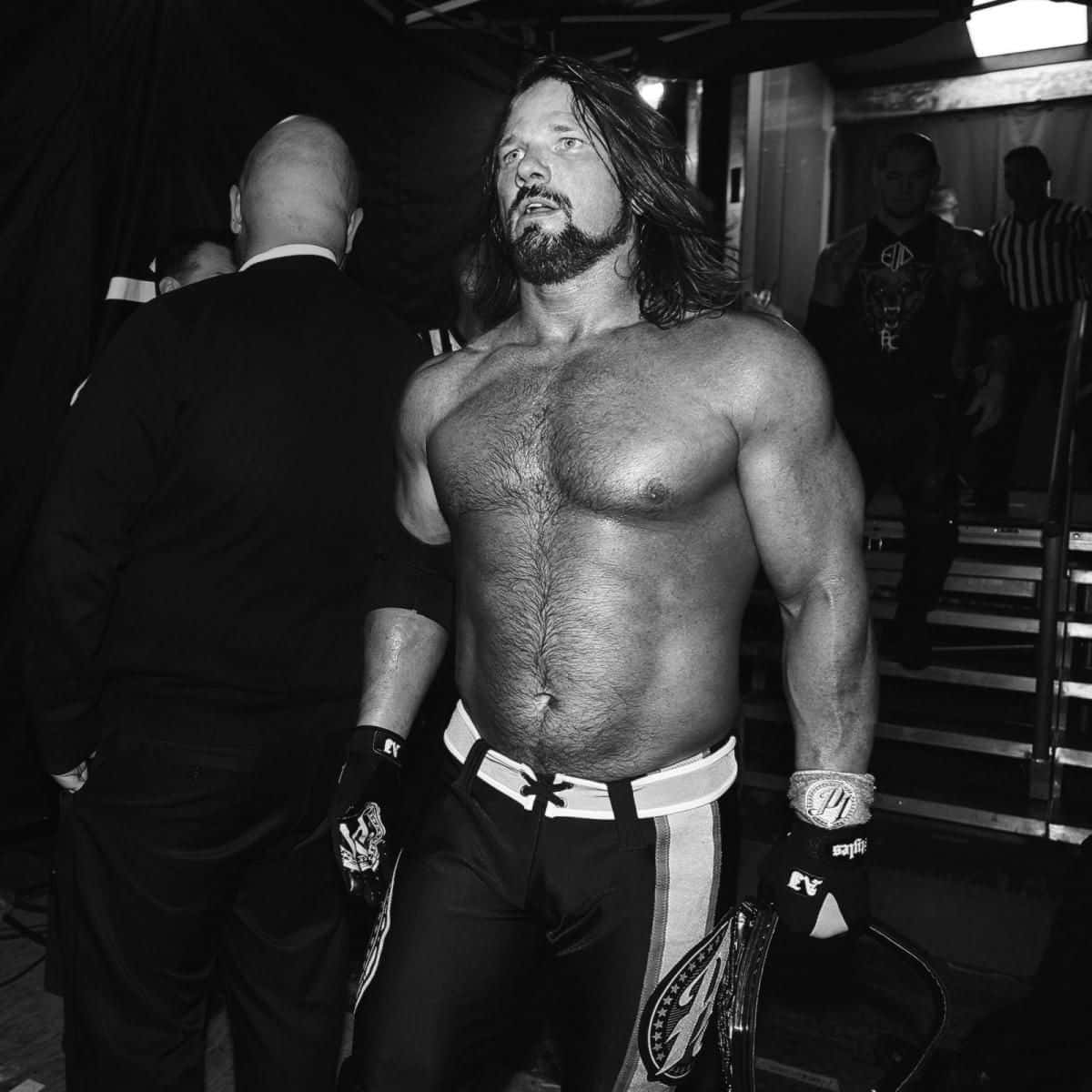 AJ Styles, championship belts, black and white lighting, SD Desktop Wallpaper