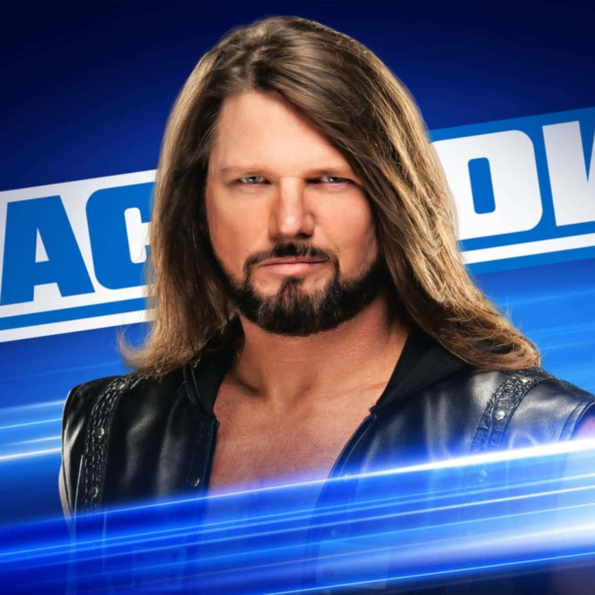 AJ Styles, black leather jacket, long brown hair, SD Desktop Wallpaper