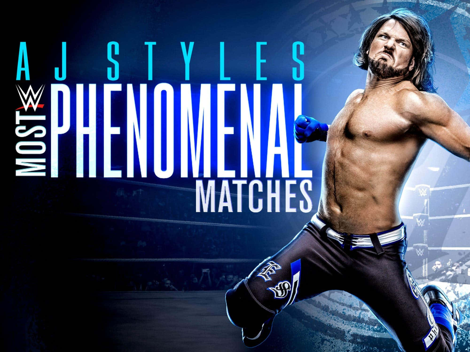 AJ Styles, WWE wrestler, blue lighting, Full HD Desktop Wallpaper