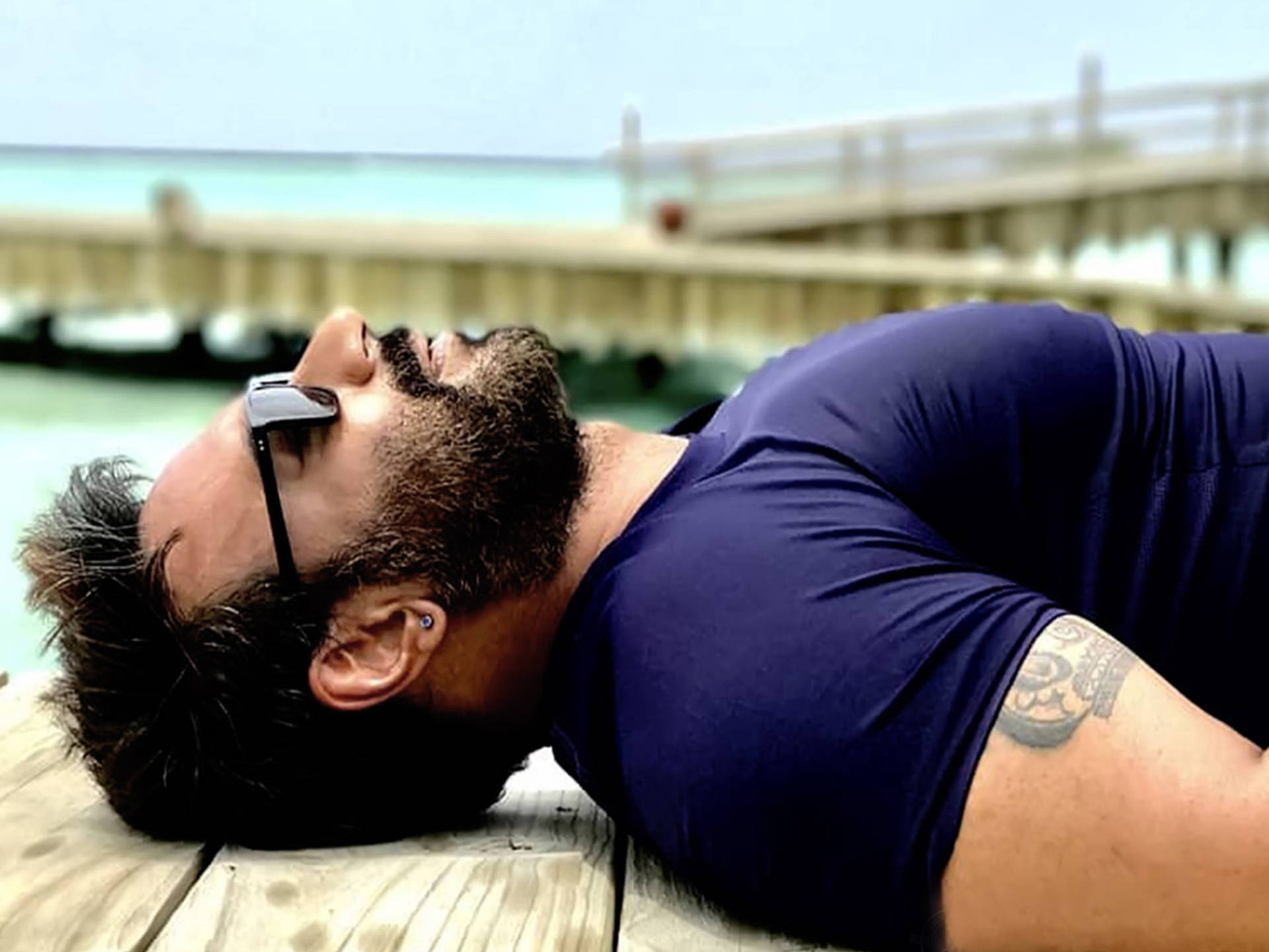 Ajay Devgn, beach resort, wooden pier, Full HD Desktop Wallpaper