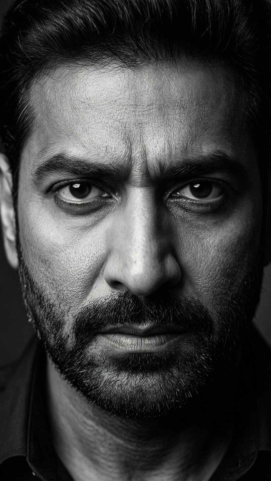 Ajay Devgn, black and white, close-up, Full HD Phone Wallpaper