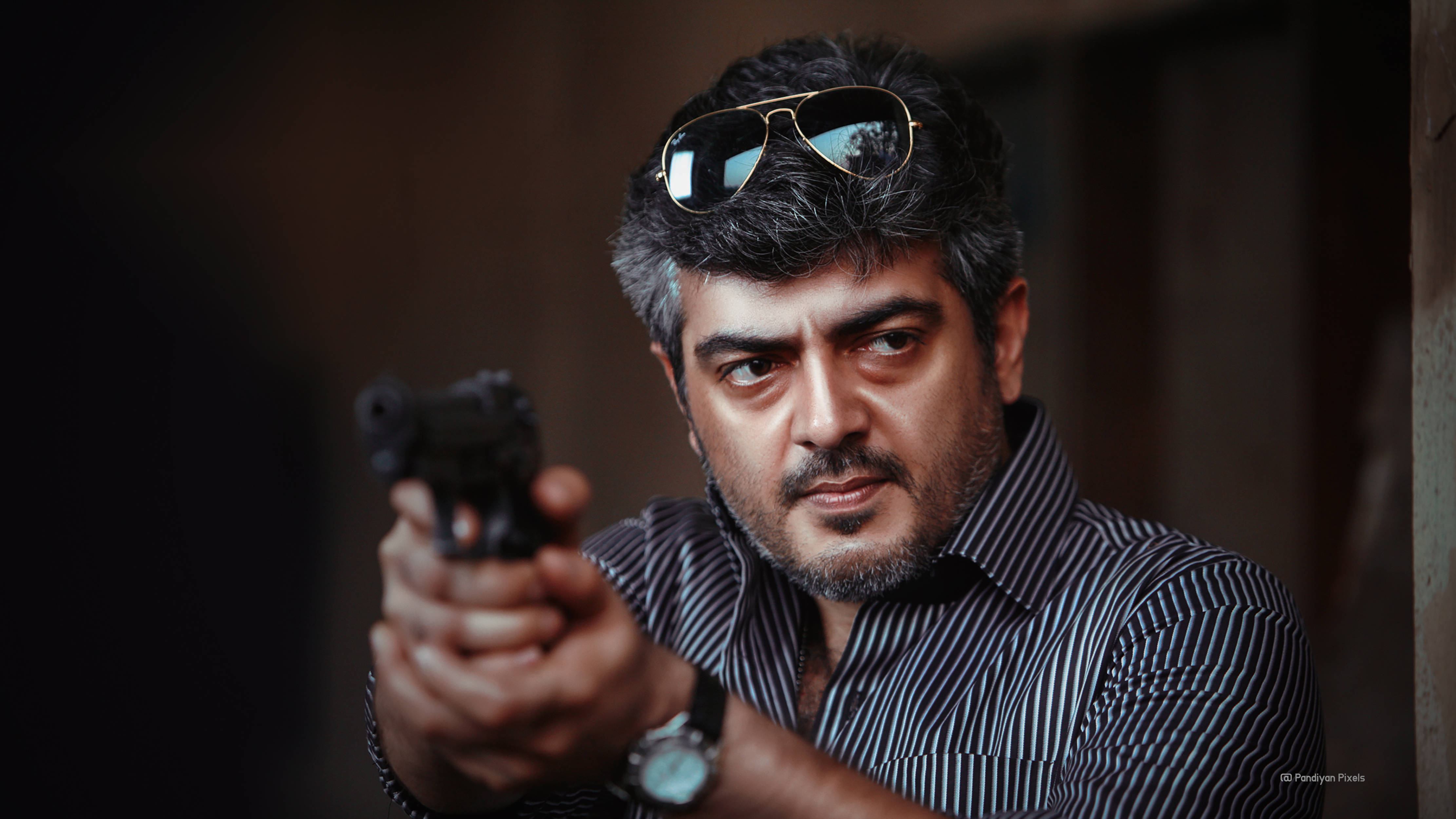 Ajith, pistol, sunglasses, 4K Desktop Wallpaper